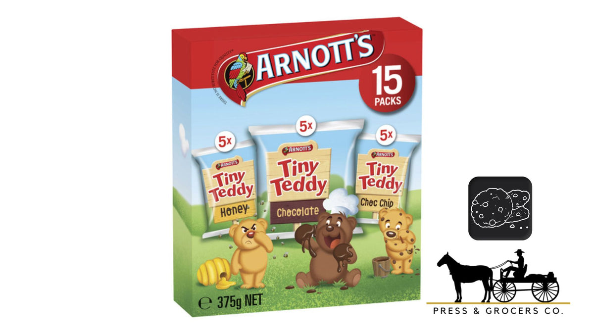Arnott's Multipack Variety Biscuits Tiny Teddy 15 Pk 375g Press