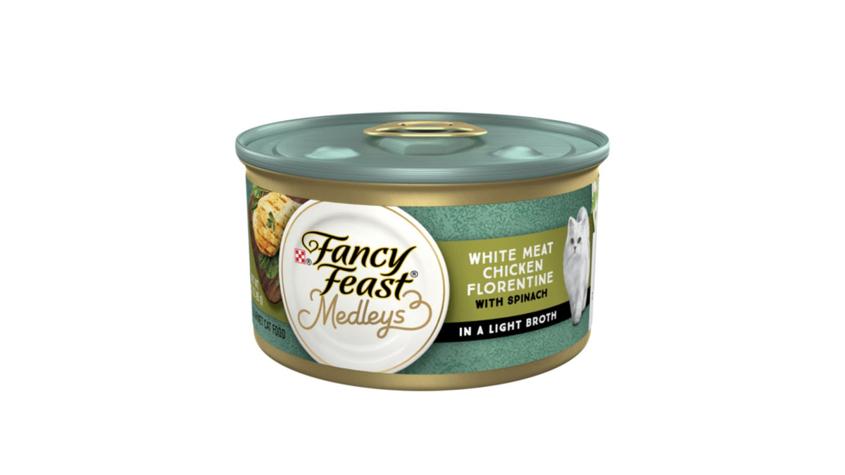 Fancy Feast Medleys White Meat Chicken Florentine with Spinach In Ligh Press Grocers Co