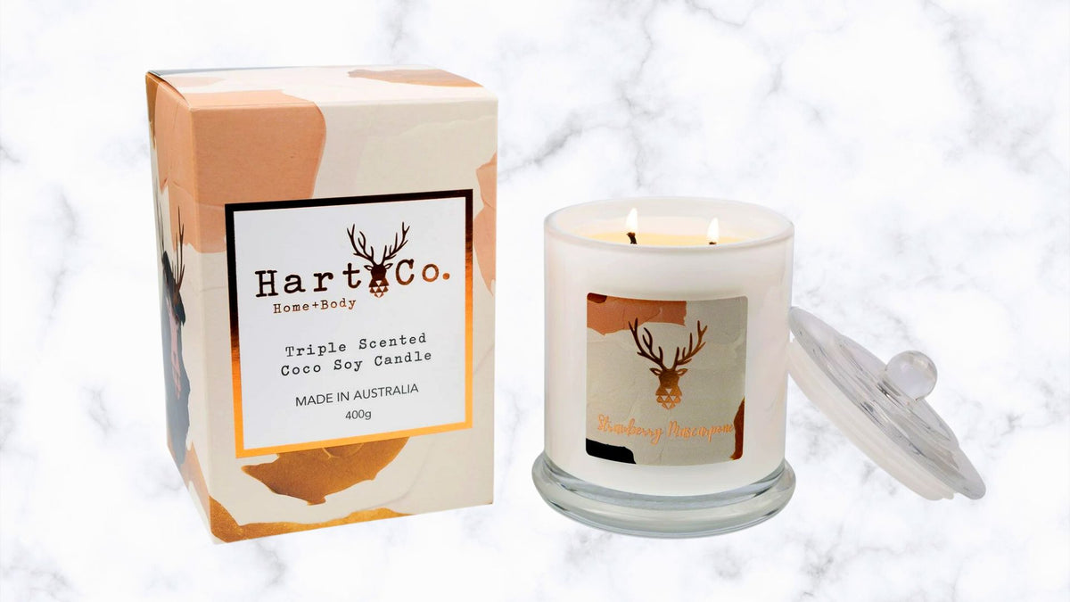 Hart Co Strawberry Mascarpone Large Double Wick Candle 400g Press & Grocers Co.