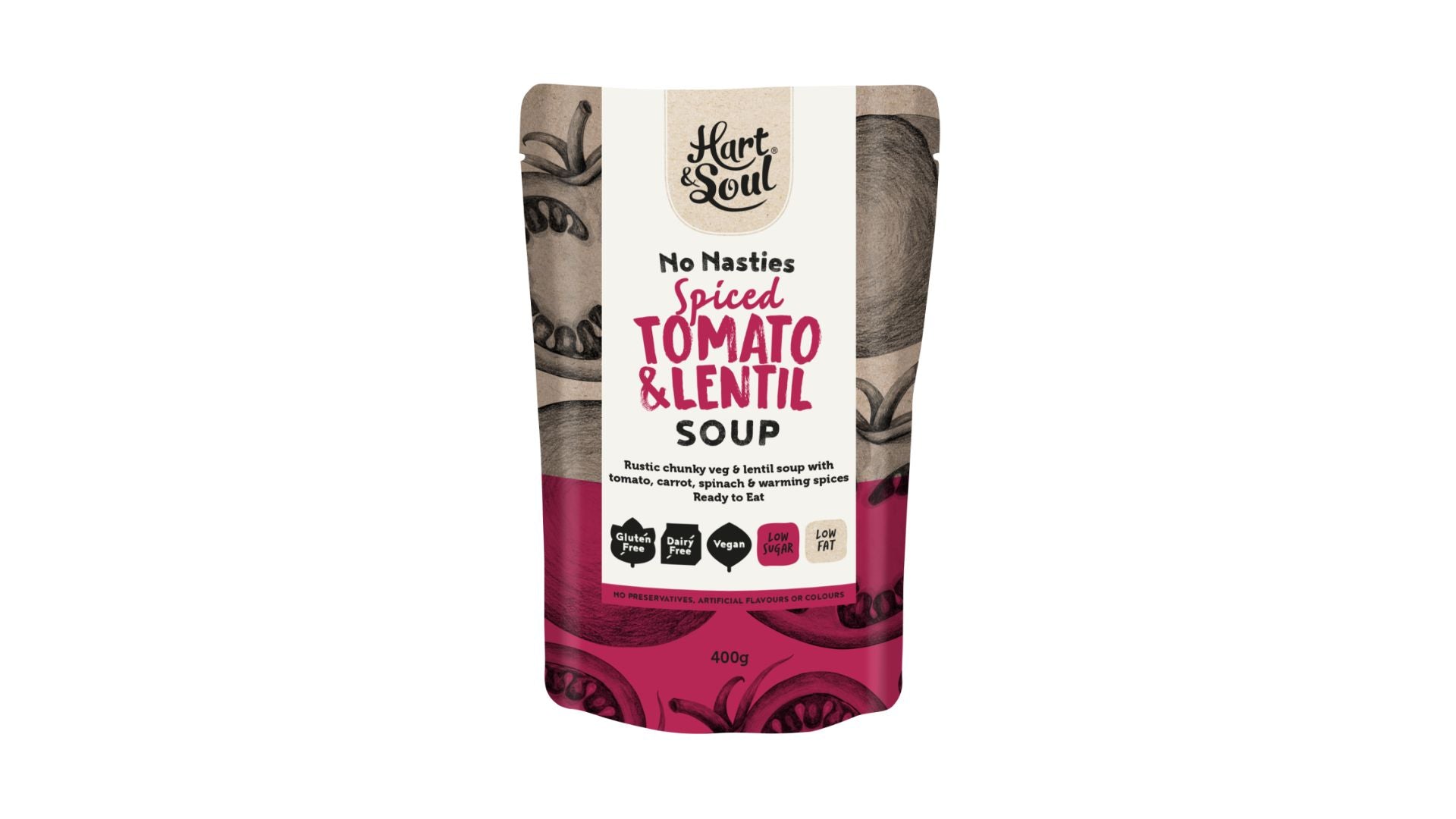 Hart & Soul Soup Spiced Tomato Lentil Pouch 400g