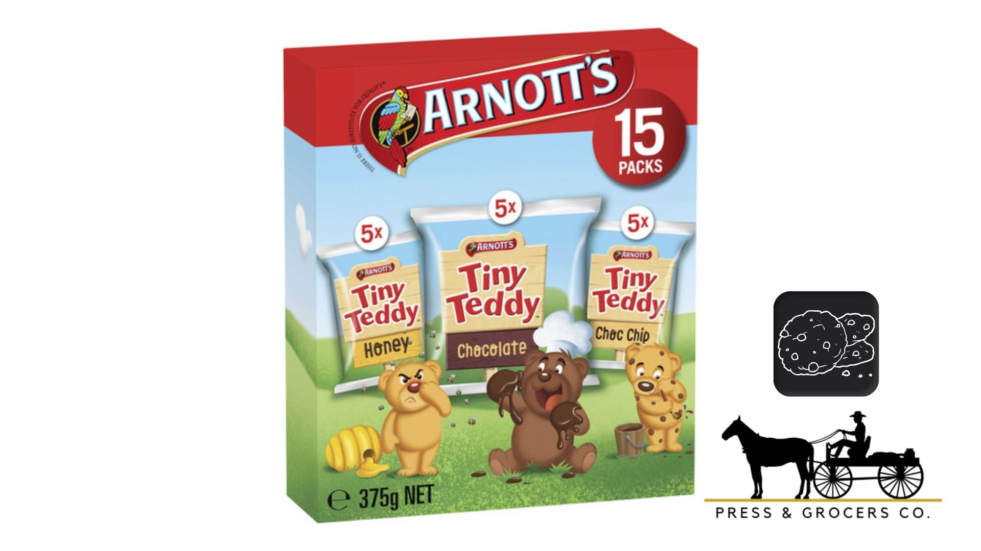 Arnott's Multipack Variety Biscuits Tiny Teddy 15 Pk 375g