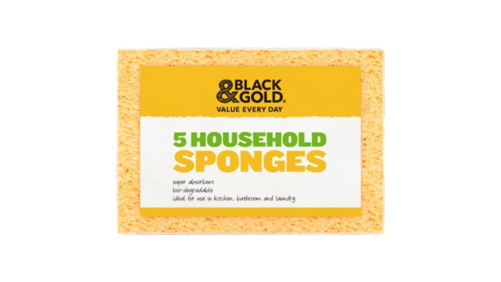 Black & Gold Household Sponges 5pk