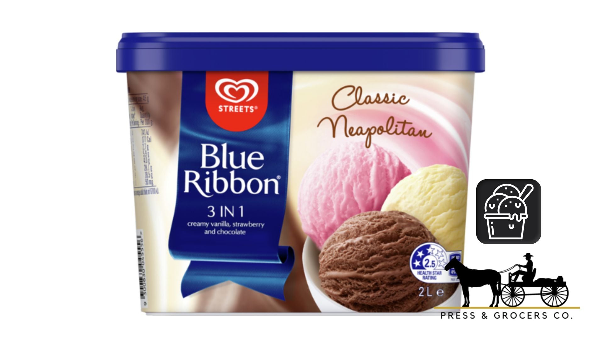 Blue Ribbon Classic Neapolitan Ice Cream 2L