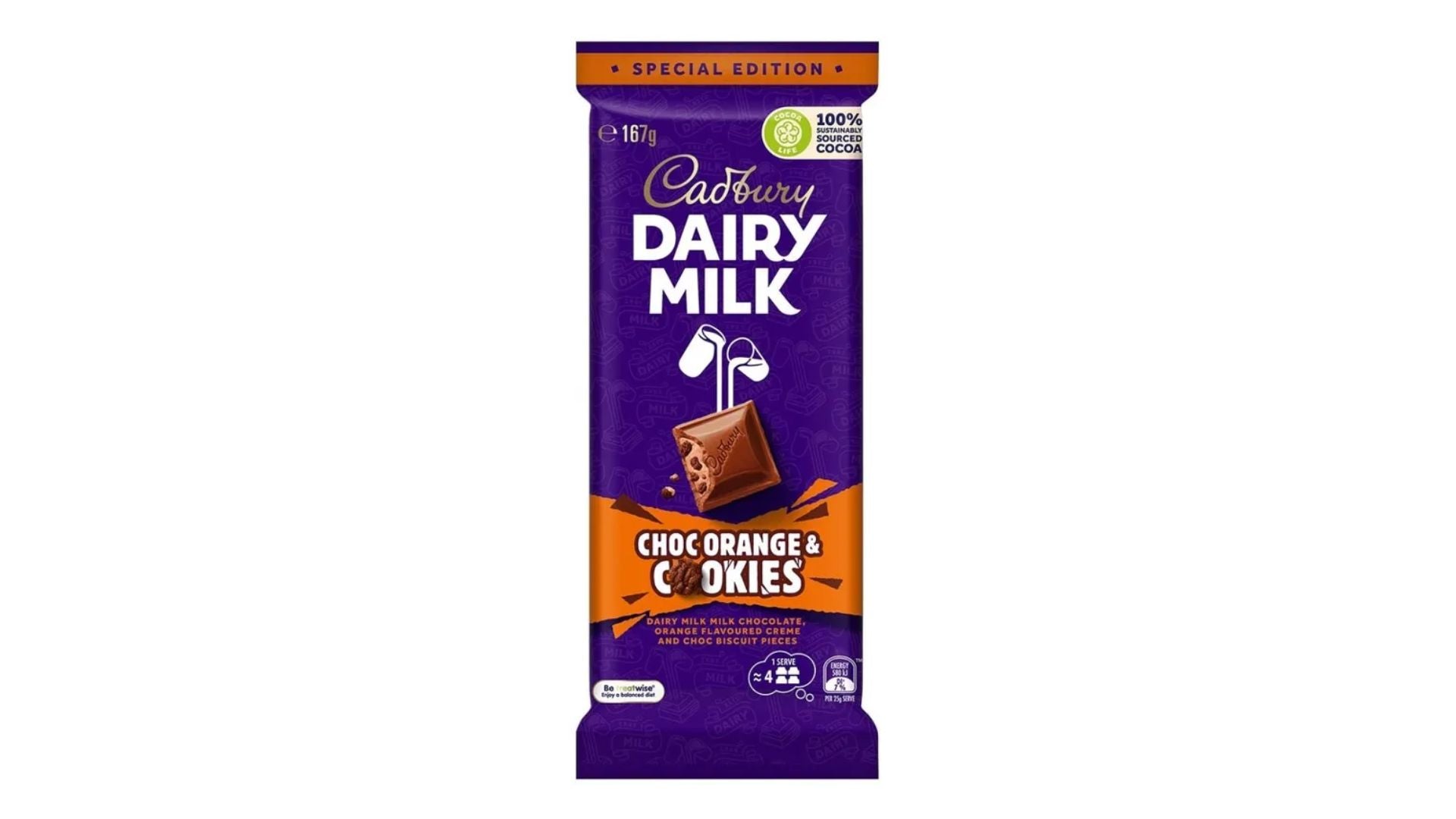 Cadbury Block Dairy Milk Choc Orange & Cookies 167g