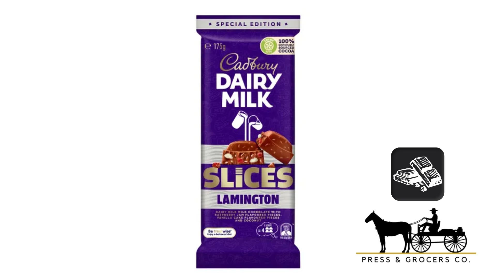SALE - Cadbury Block Dairy Milk Slices Lamington 175g