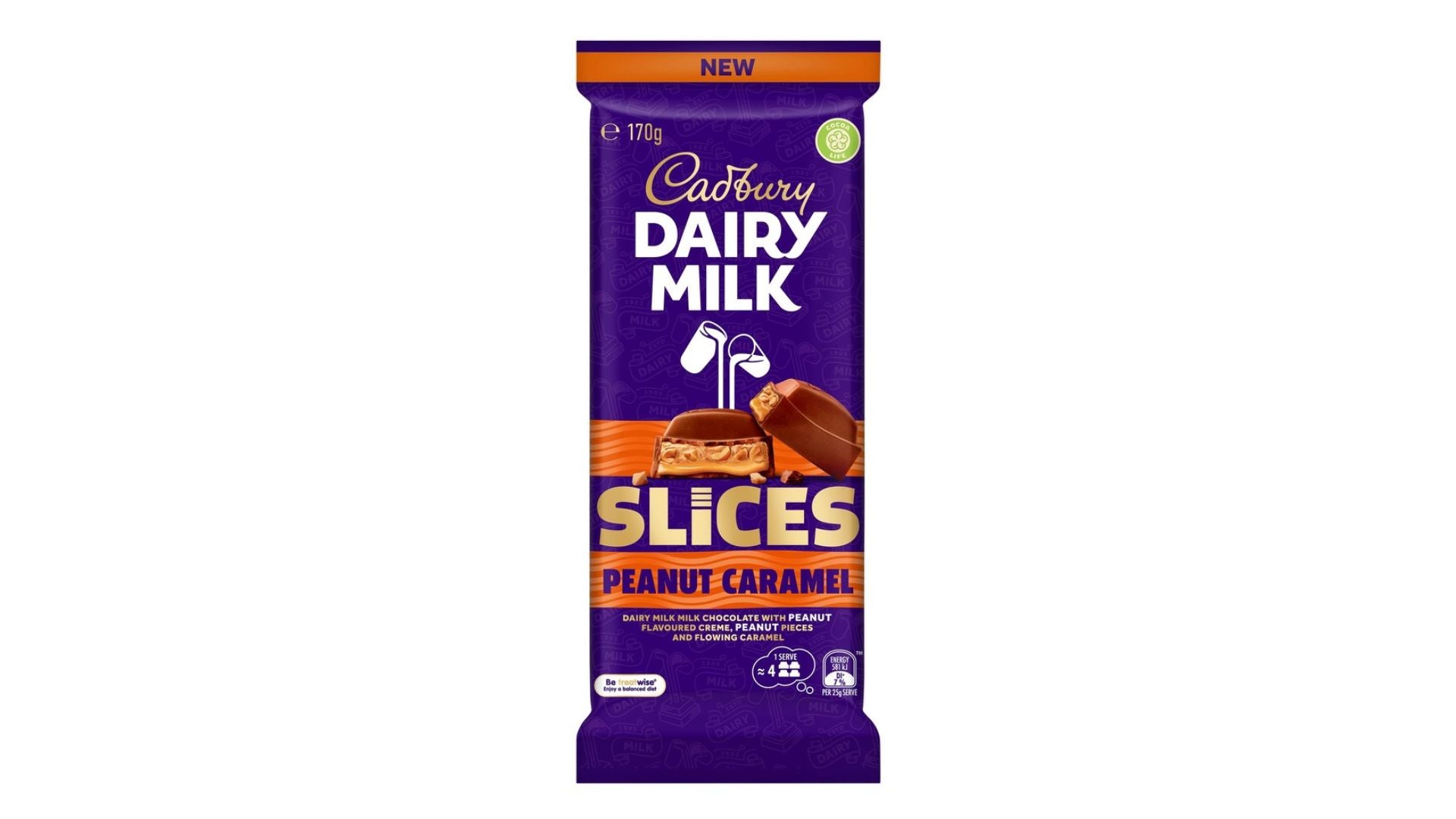 Cadbury Block Dairy Milk Slices Peanut Caramel 170g