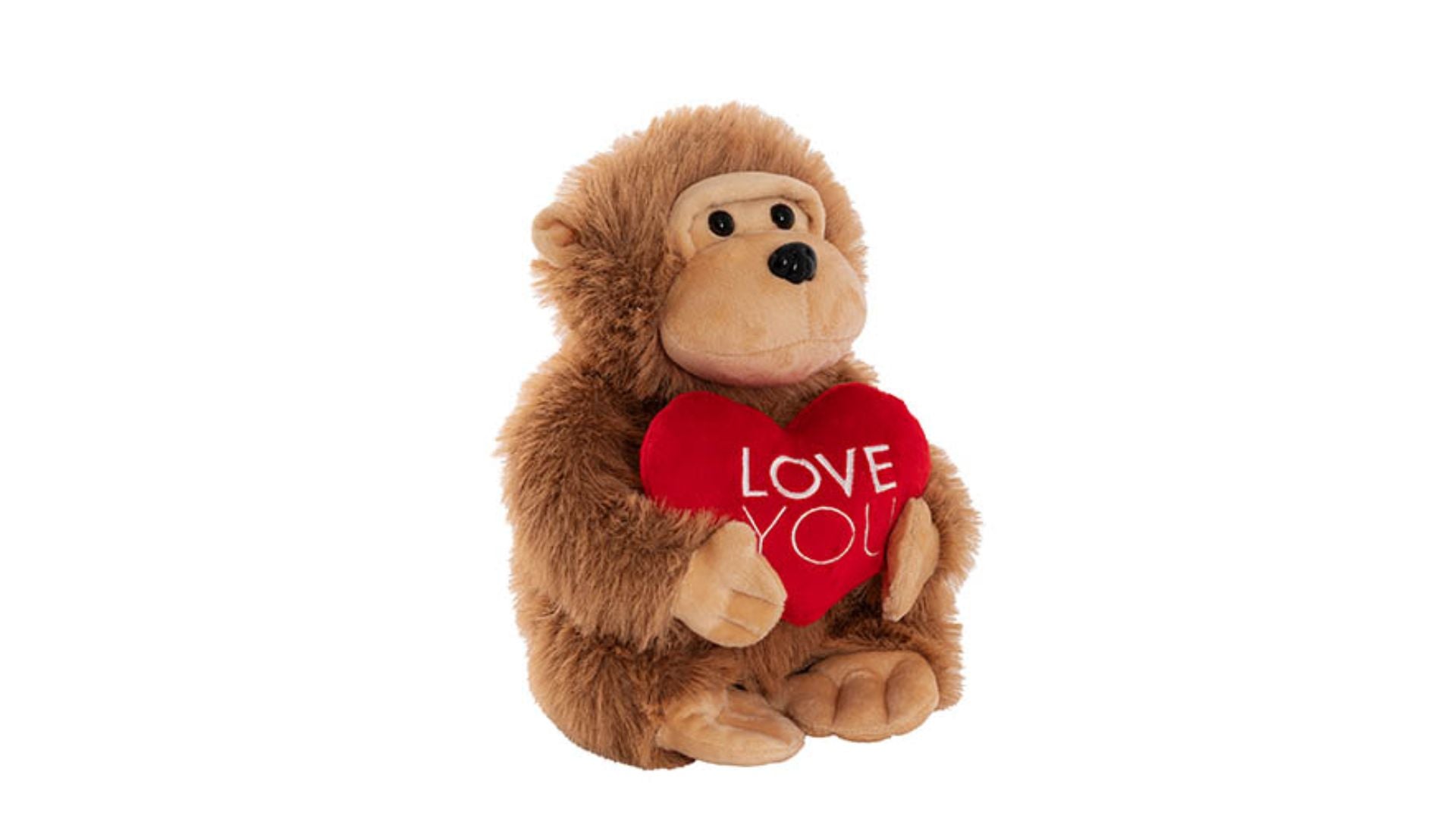 Chimp With 'Love You' Heart Plush Toy Brown (26cmST)