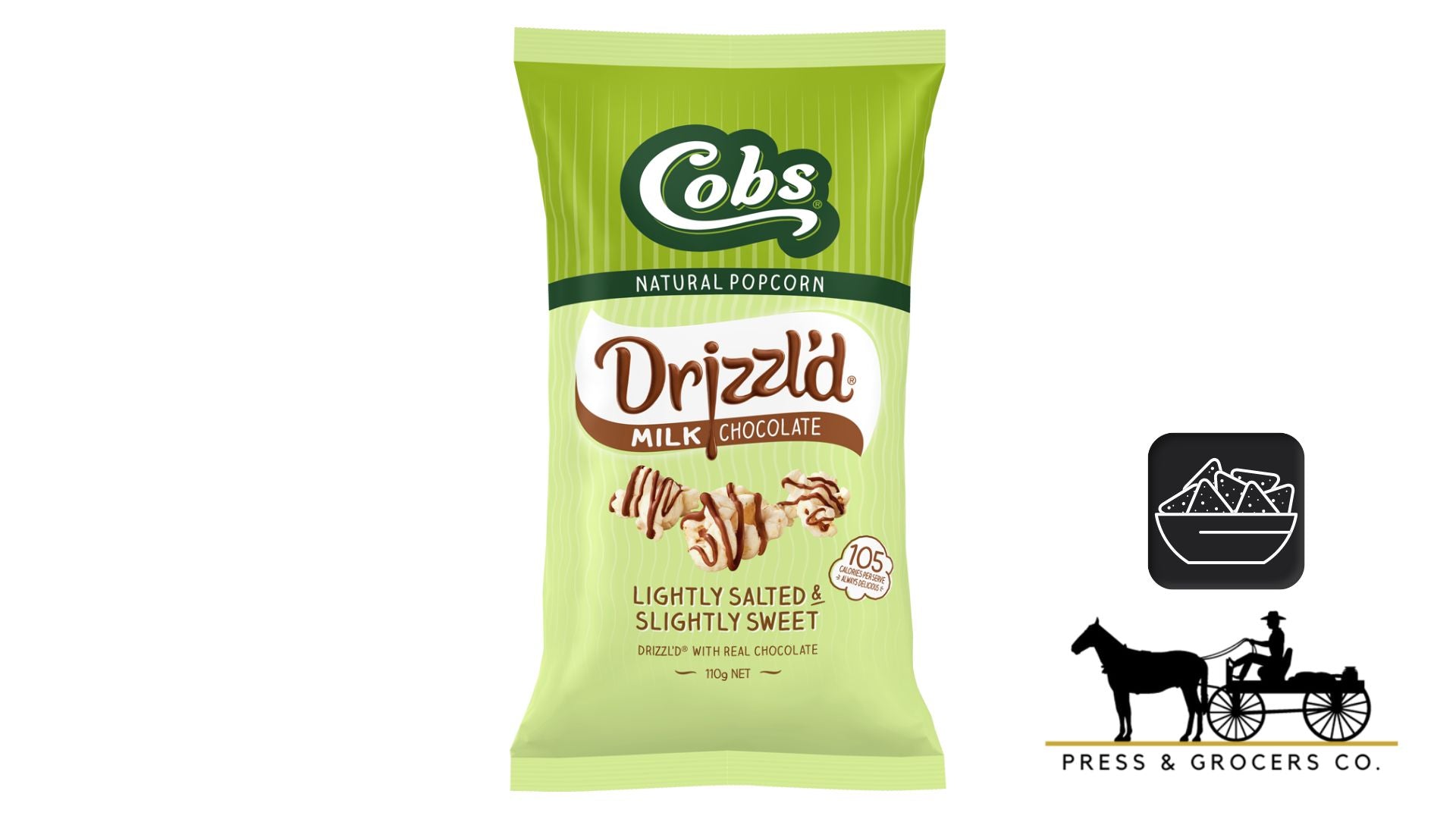 Cobs Natural Popcorn Drizzl'd Milk Choc Lighty Salted & Slightly Sweet 110g