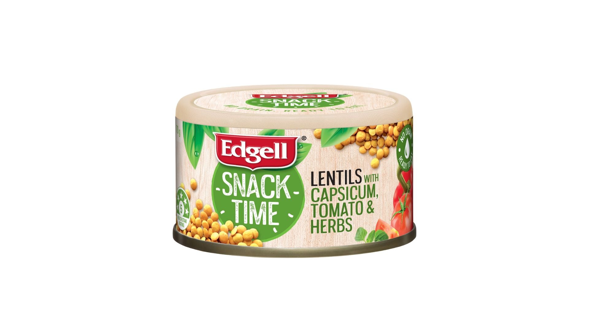 Edgell Snack Time Lentils With Capsicum Tomato & Herbs 70g