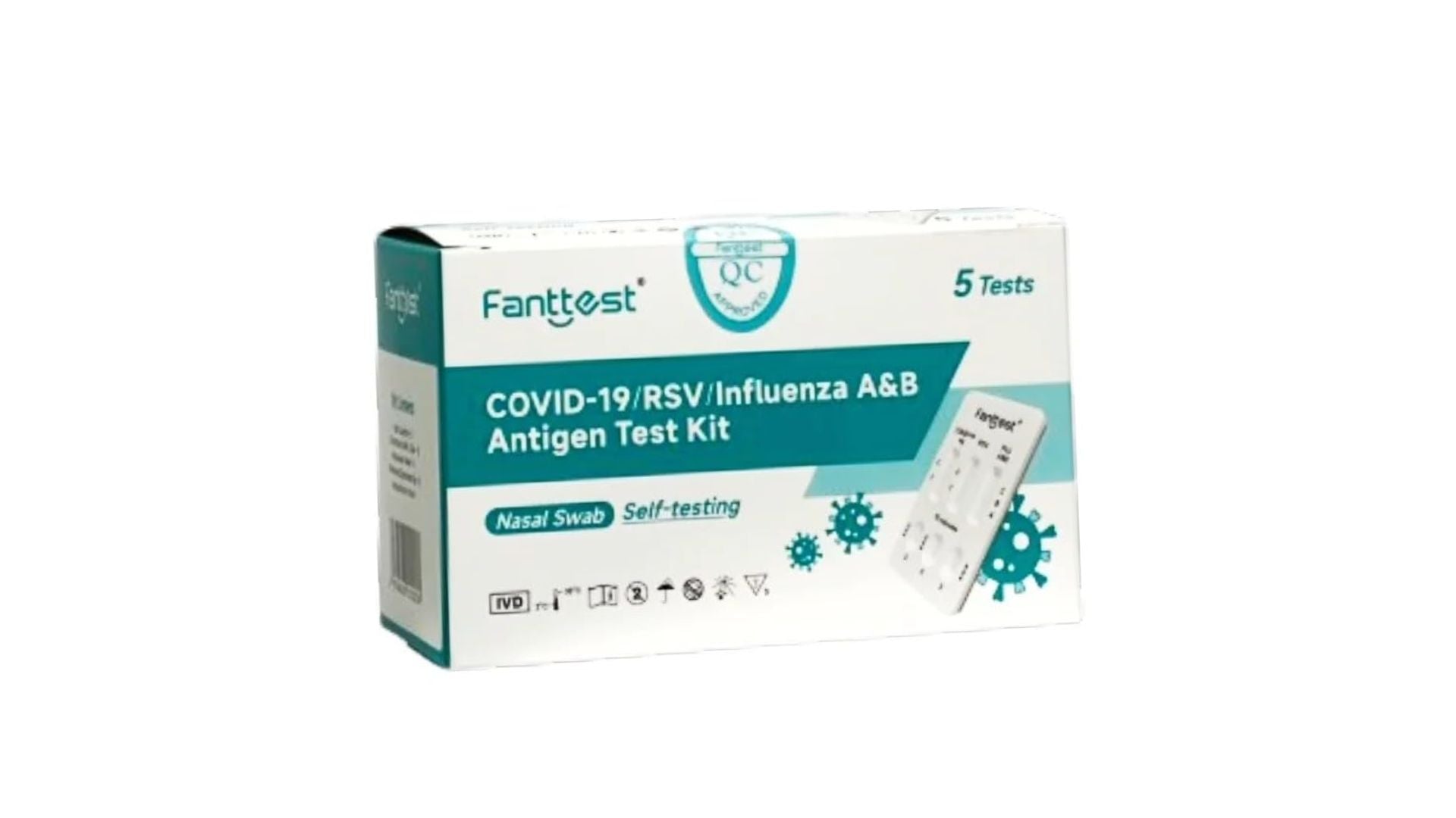 Fanttest 4-in-1 COVID-19/ RSV/ Influenza Flu A&B Rapid Antigen Test Kit Nasal Swab 5pk