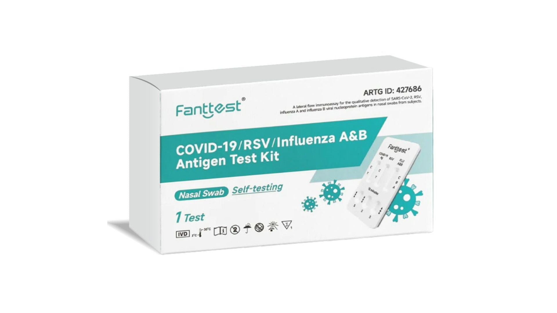 Fanttest 4-in-1 COVID-19/ RSV/ Influenza Flu A&B Rapid Antigen Test Kit Nasal Swab Single Pack