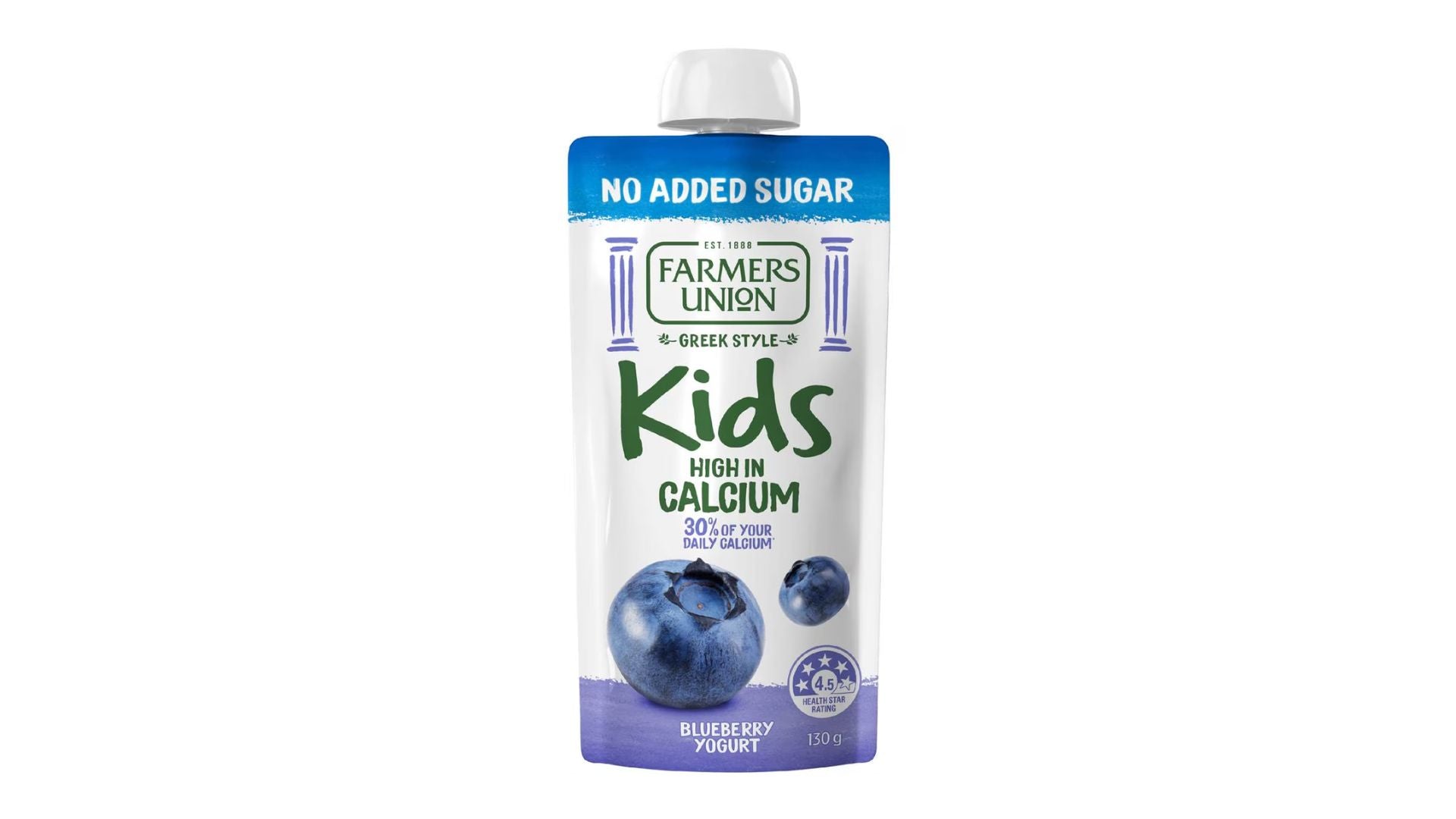 Farmers Union Greek Style Kids Yoghurt Pouch Blueberry 130g