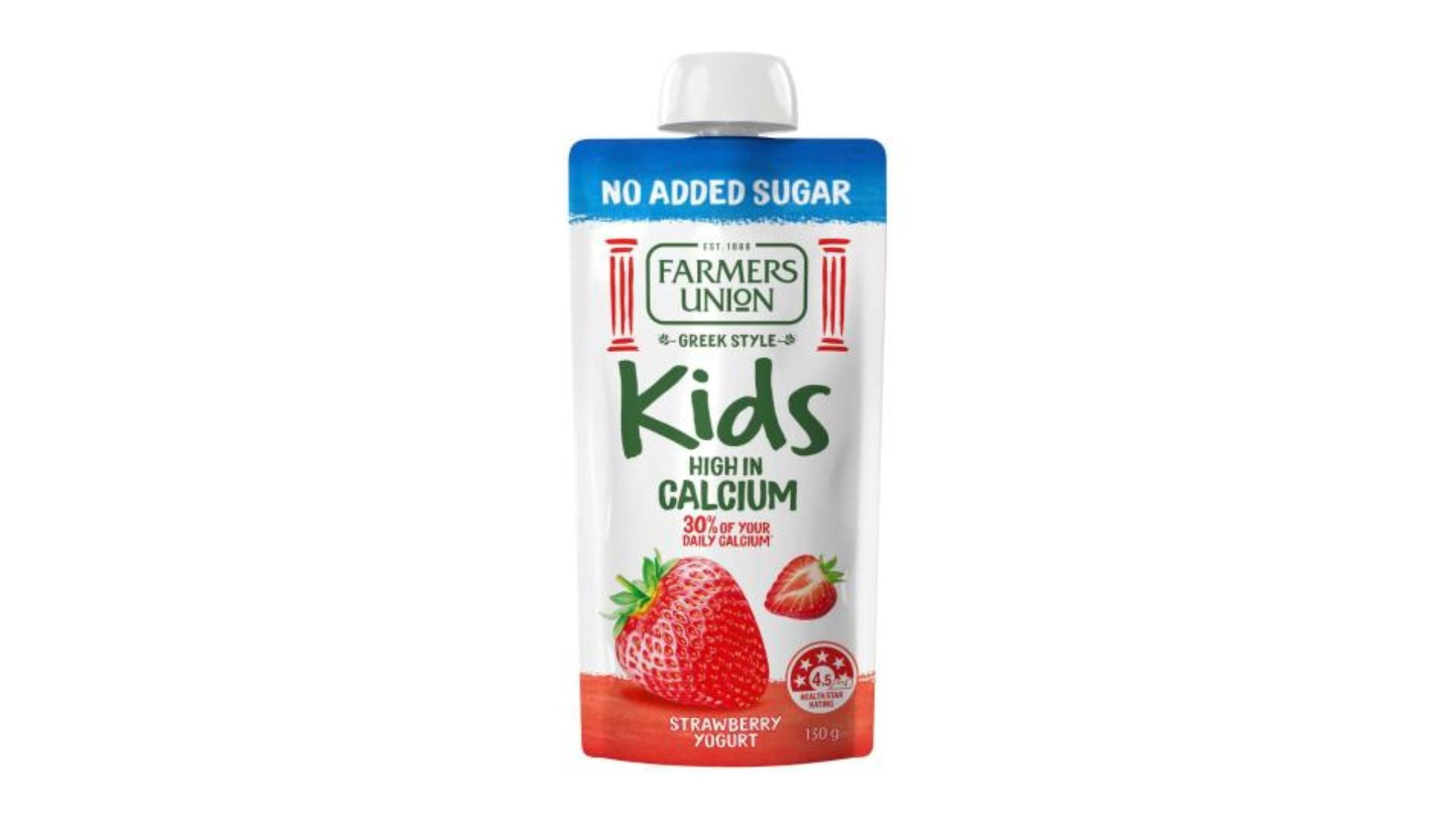 Farmers Union Greek Style Kids Yoghurt Pouch Strawberry 130g