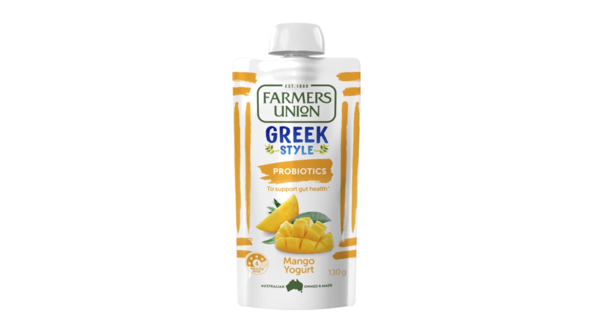 Farmers Union Greek Style Probiotic Yoghurt Pouch Mango 130g