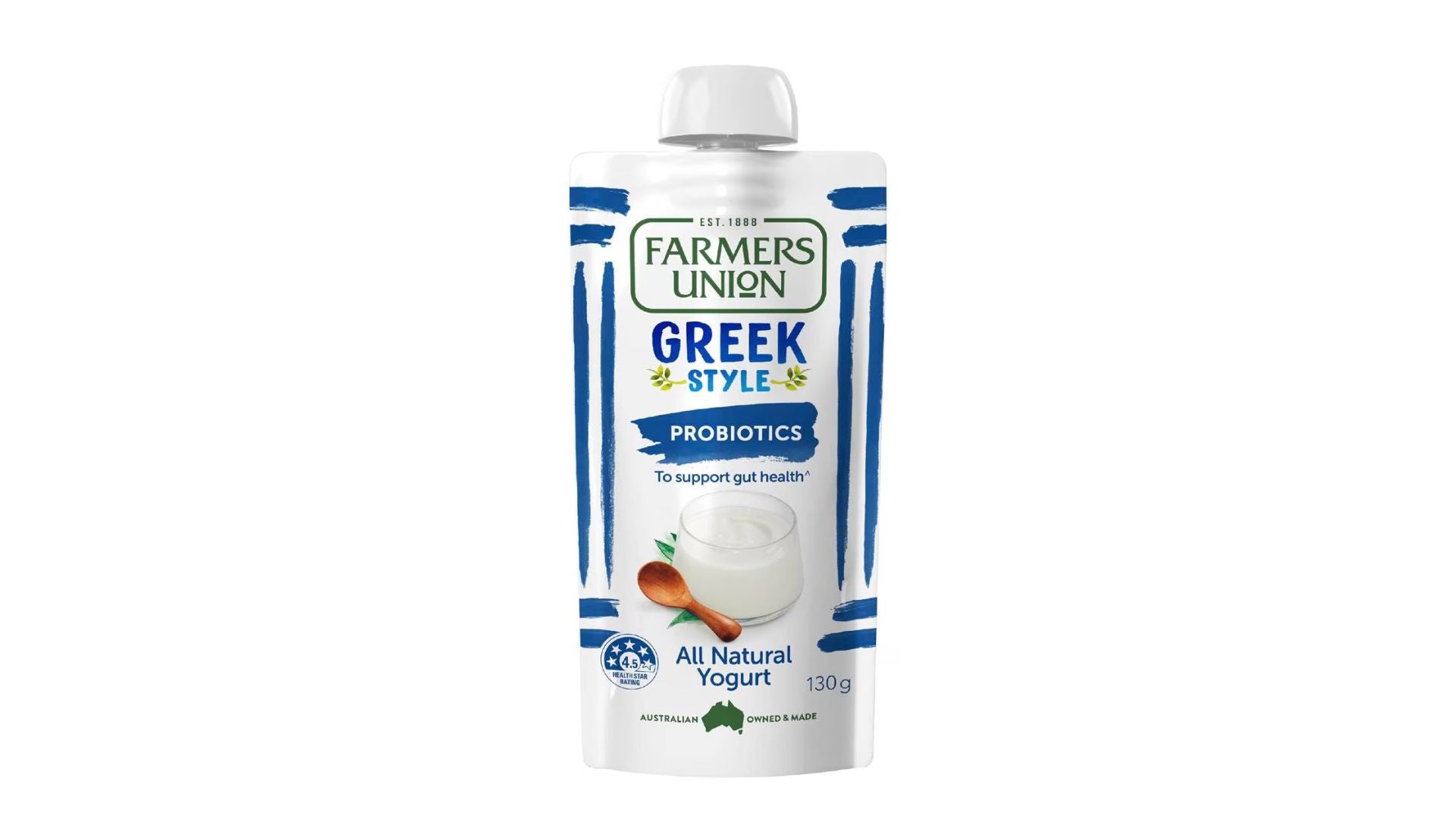 Farmers Union Greek Style Probiotic Yoghurt Pouch Natural 130g