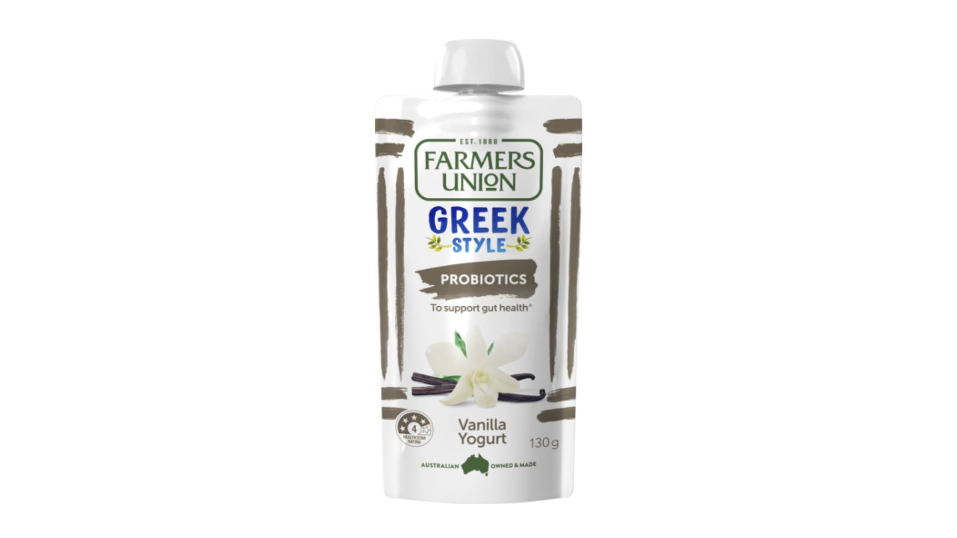 Farmers Union Greek Style Probiotic Yoghurt Pouch Vanilla 130g