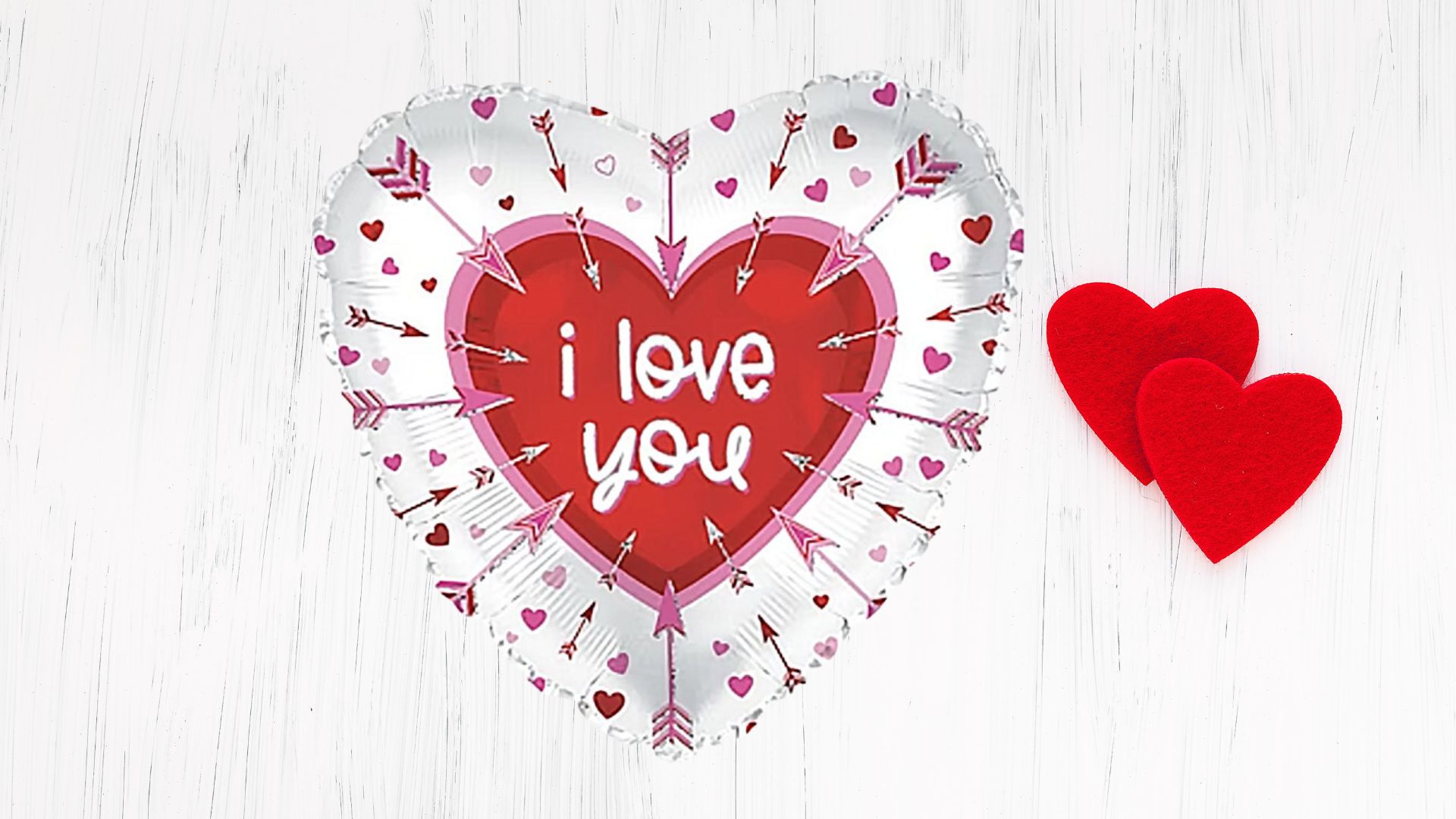 Foil Balloon 9" (22.5cmD) 'I Love You' Arrow Heart White