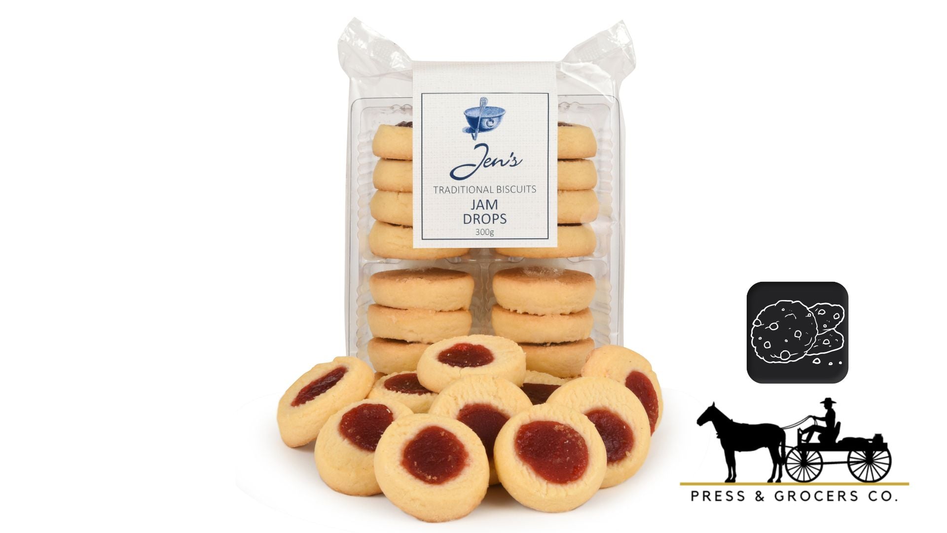 SALE - Jen's Traditional Biscuits Jam Drops 300g