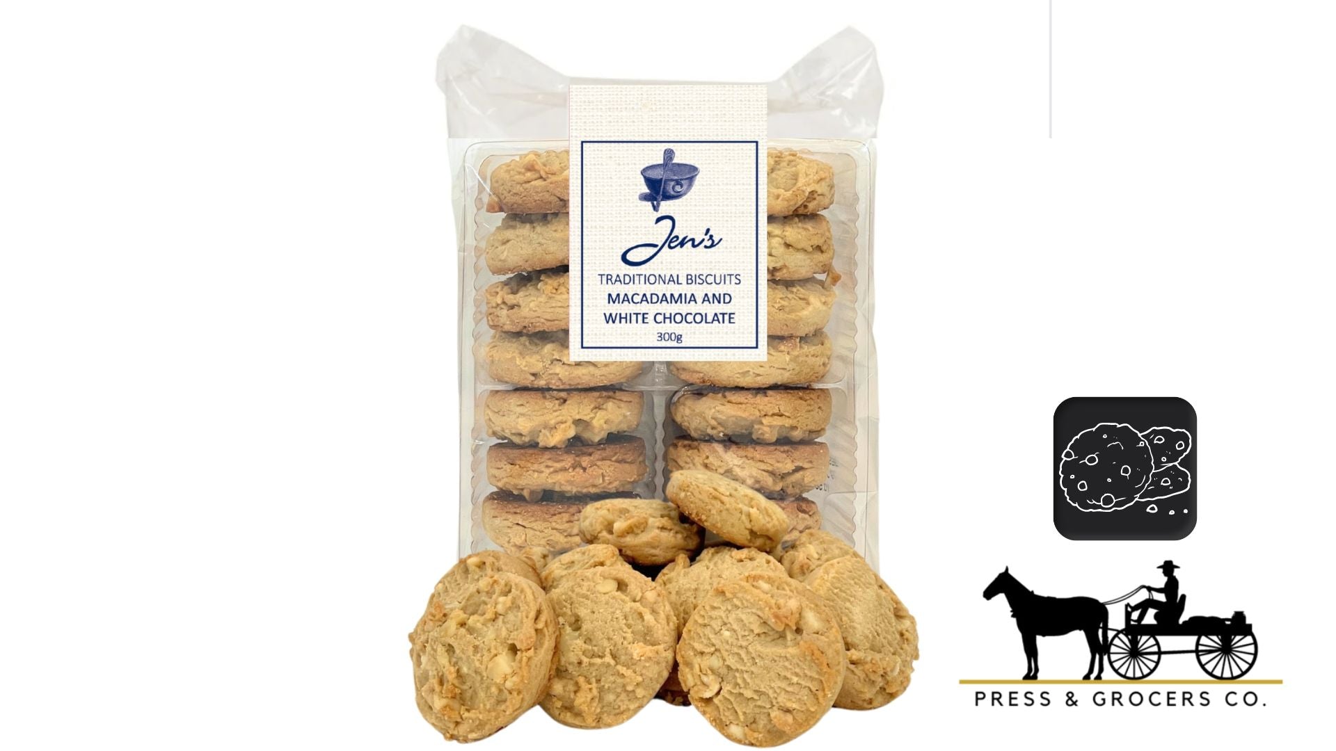 Jen's Traditional Biscuits Macadamia & White Choc 300g