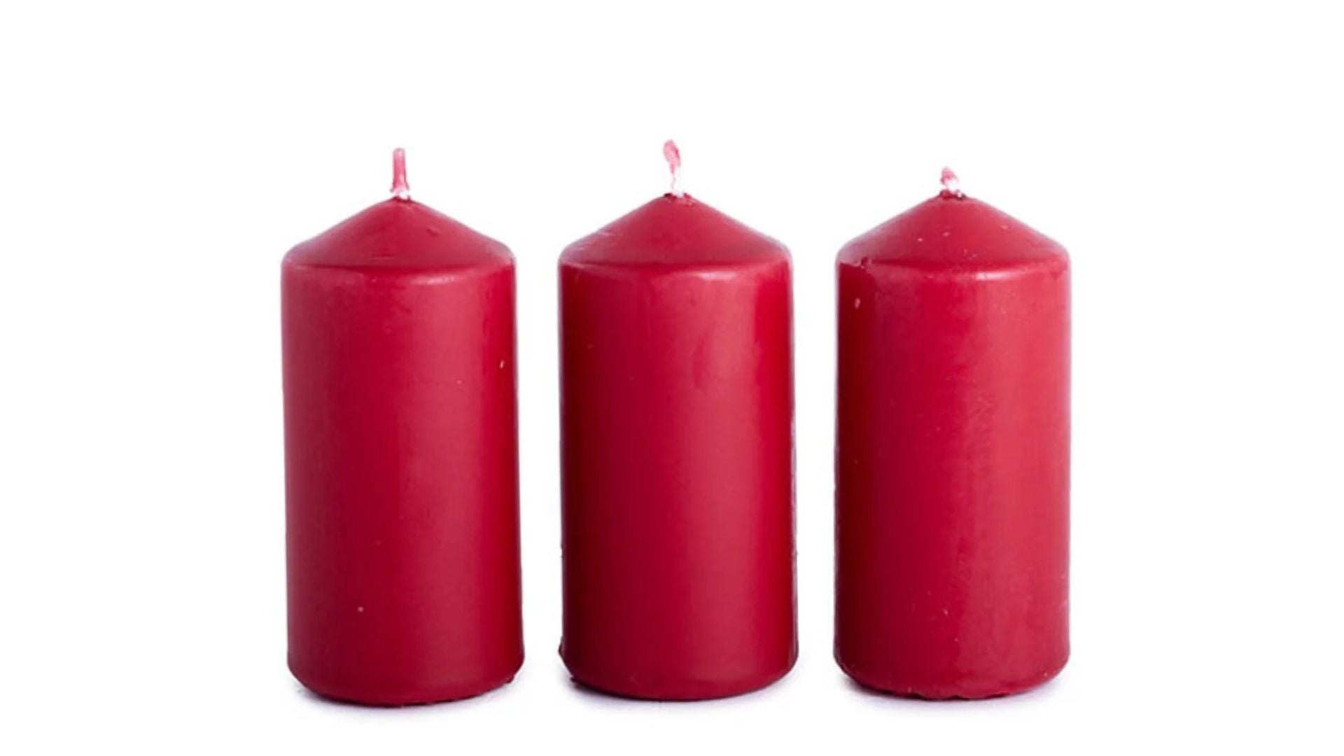 Keri Dome Pillar Candles RED 30 Hours (5x10cmH) 3 Pack