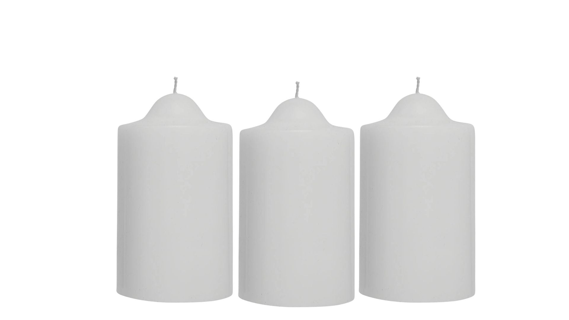 Keri Dome Pillar Candles Unscented WHITE  30 Hours (5x10cmH) 3 Pack