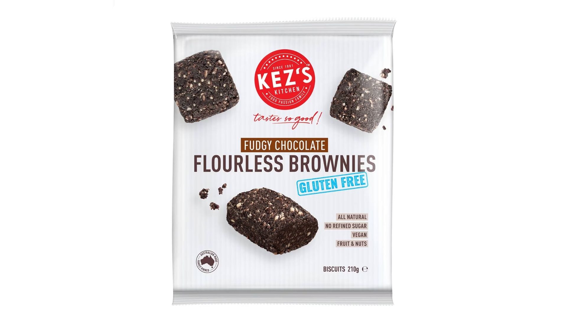 Kez's Biscuits Flourless Brownies Fudgy Choc 210g