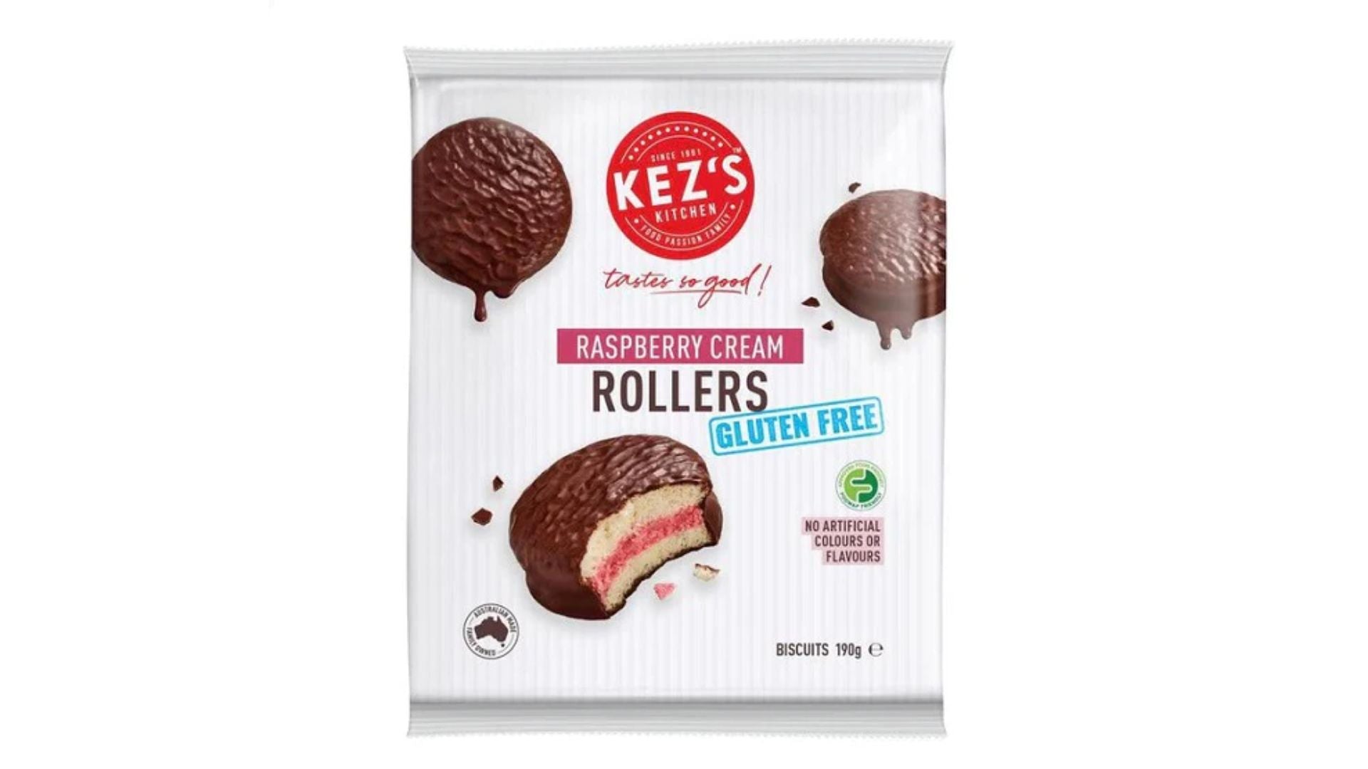 Kez's Biscuits Rollers Raspberry Cream 190g