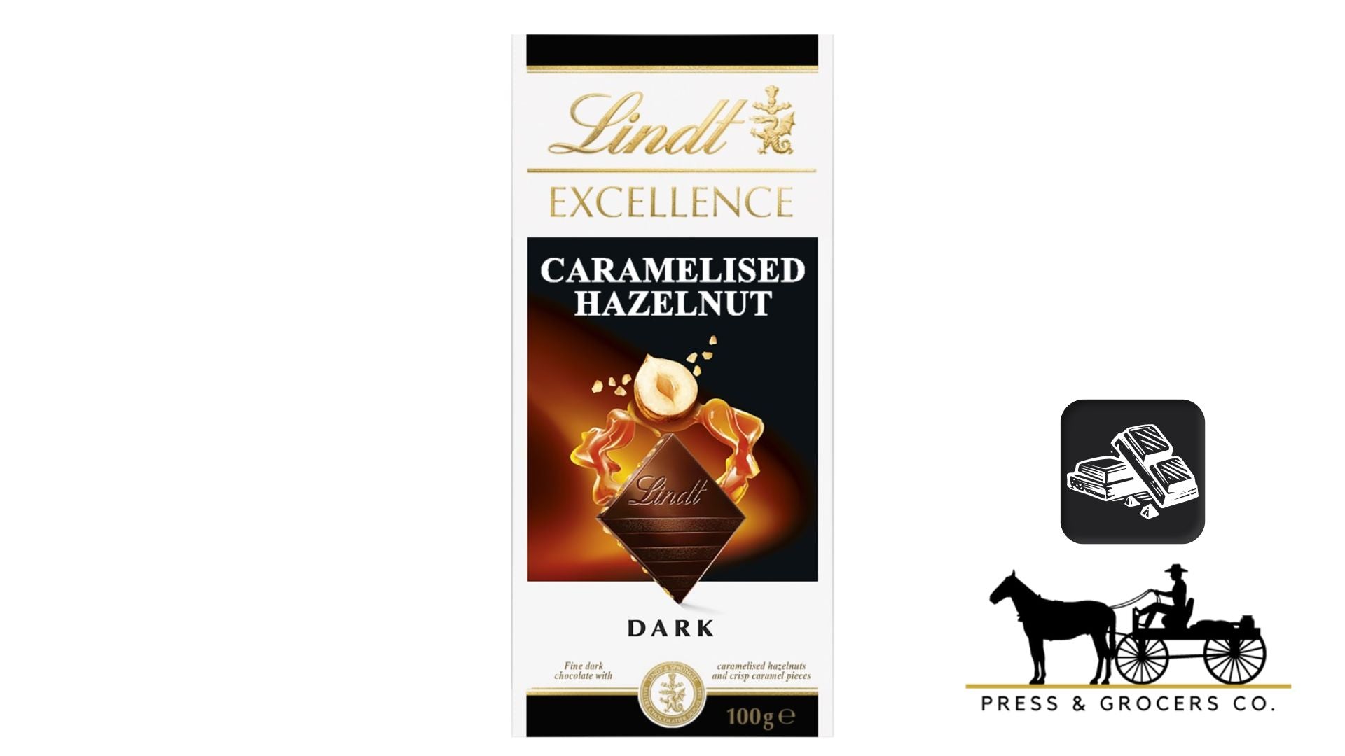 Lindt Dark Caramelised Hazelnut Block 100g