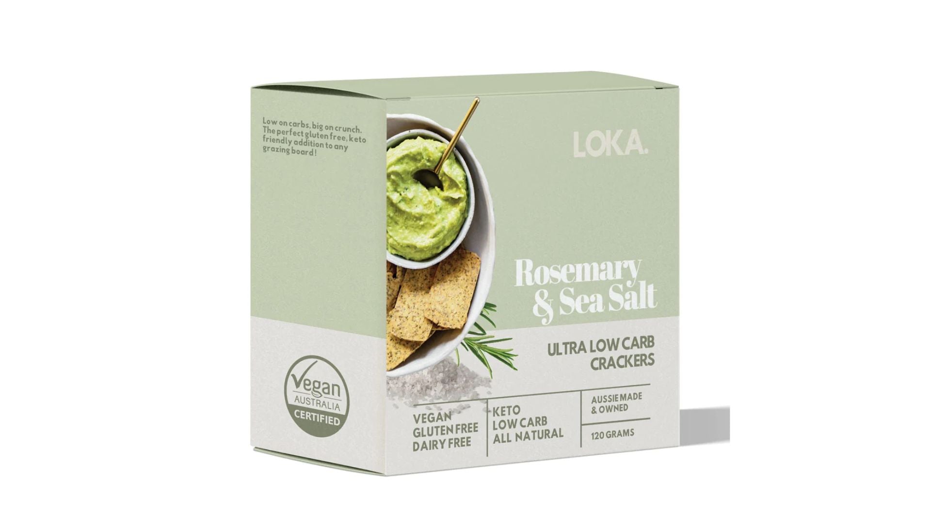 Loka Ultra Low Carb Crackers Rosemary & Sea Salt 120g