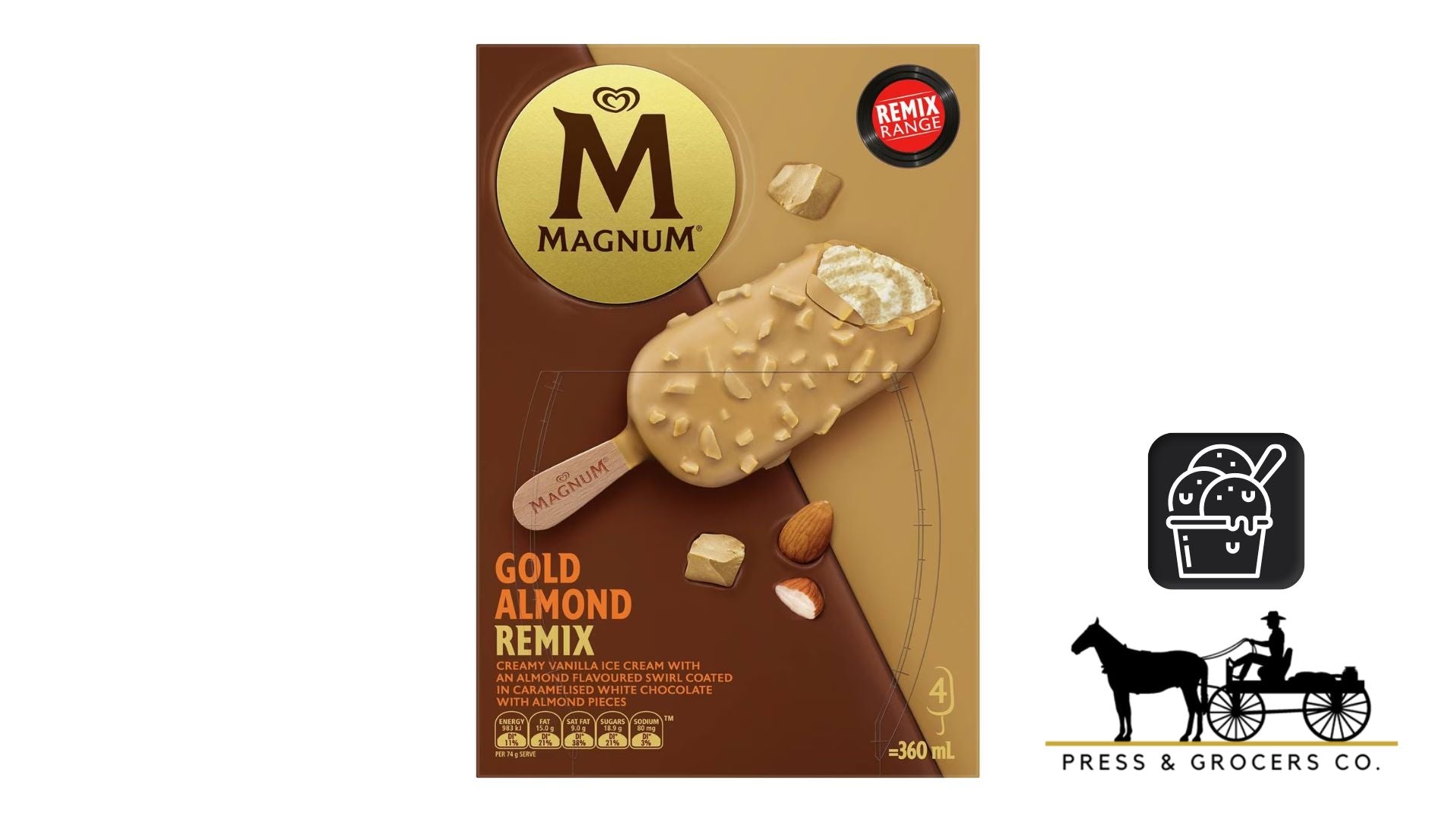 Magnum Gold Almond Remix 4pk 360ml
