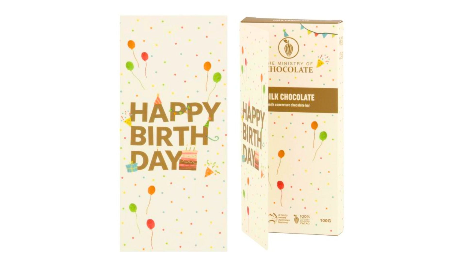 Ministry of Chocolate Greeting Card Block Happy Birthday 100g