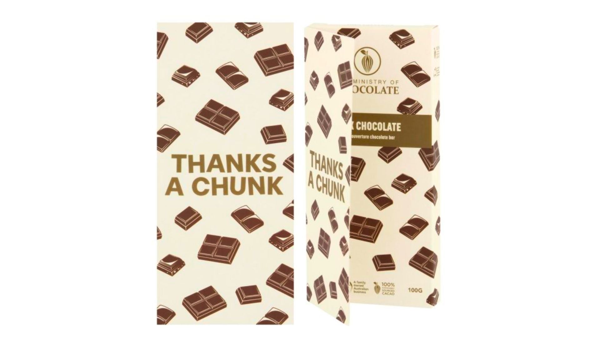 Ministry of Chocolate Greeting Card Block Thanks A Chunk 100g