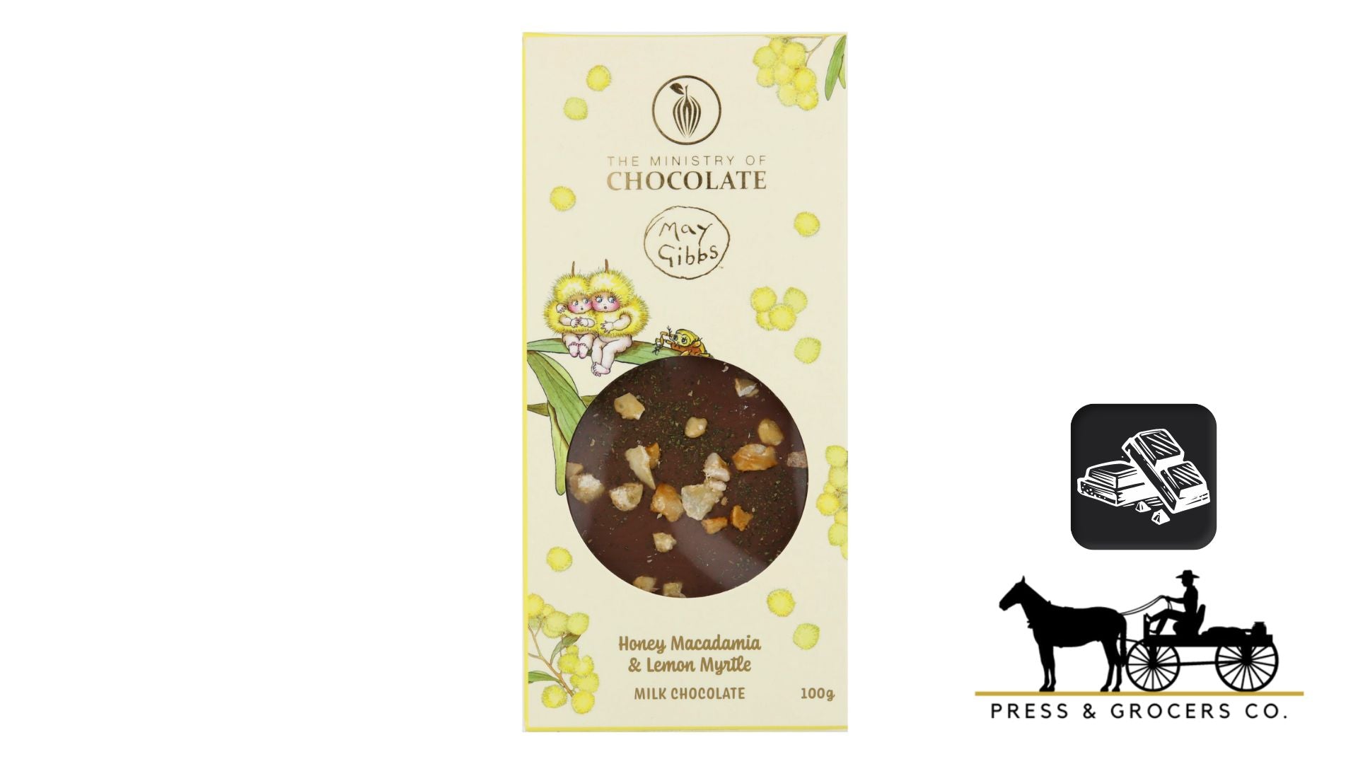Ministry of Chocolate x May Gibbs Macadamia Lemon Myrtle Block 100g