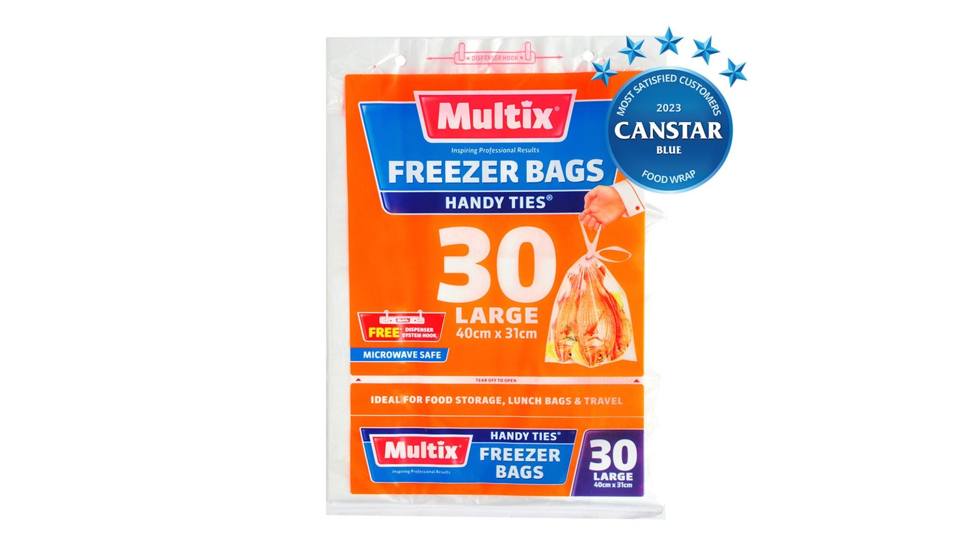 Multix Freezer Bags with Handy Ties Large 30pk