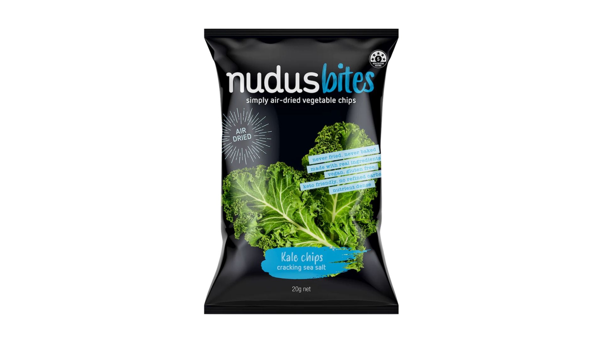 Nudus Bites Kale Chips Cracking Sea Salt 20g
