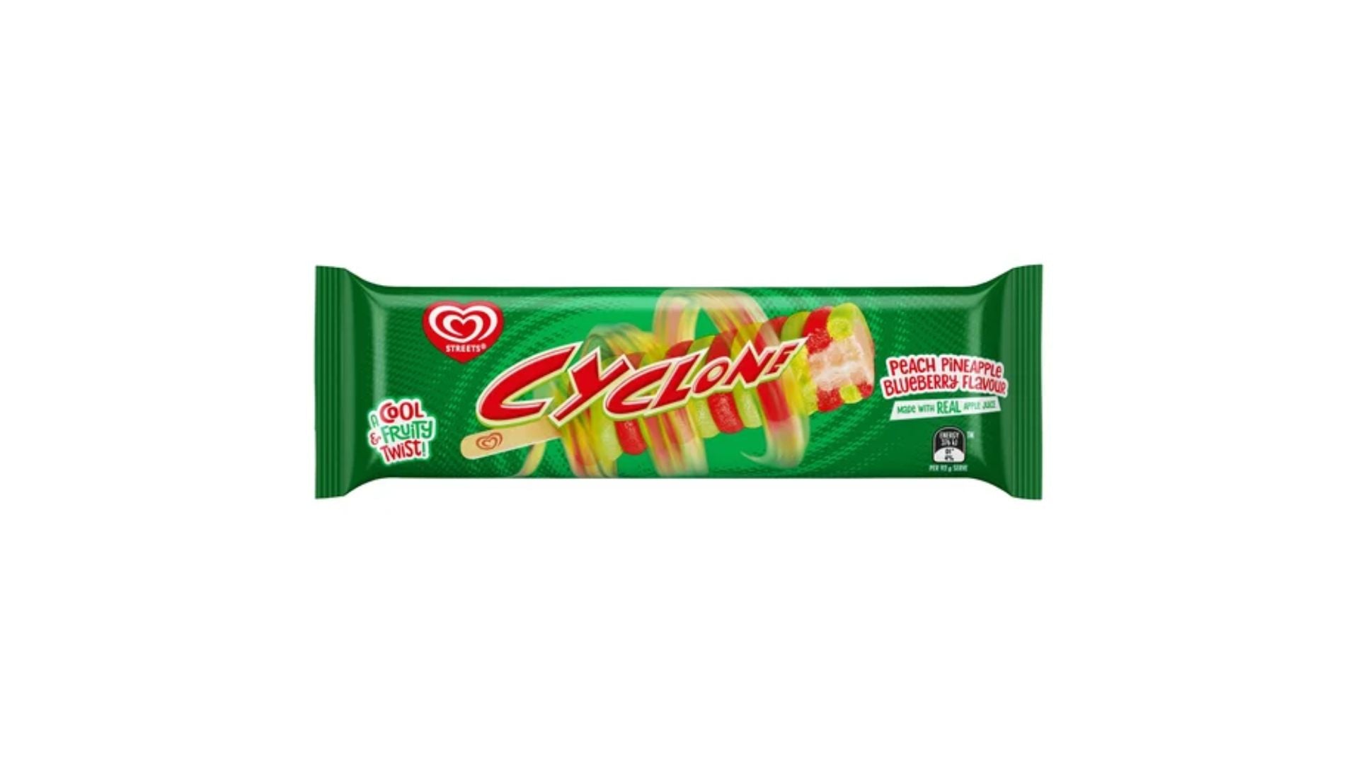 Paddle Pop Cyclone Peach Pineapple Blueberry Ice Block