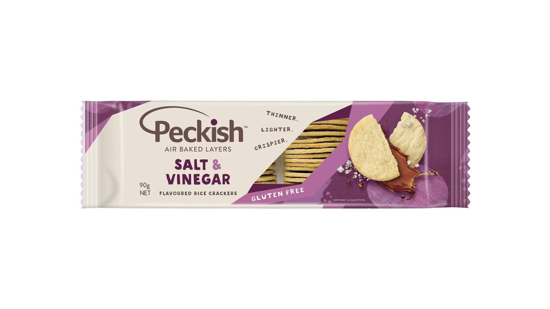 Peckish Rice Crackers Salt & Vinegar 90g