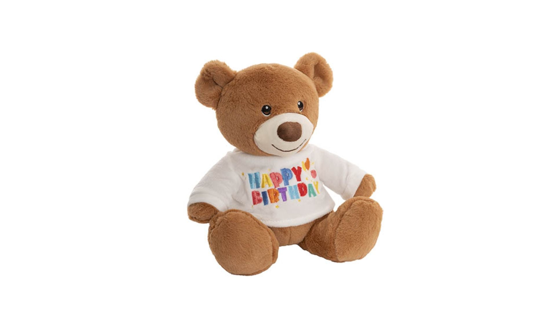 Plush Teddy Bear Caleb 'Happy Birthday' T-Shirt White (21cmST)