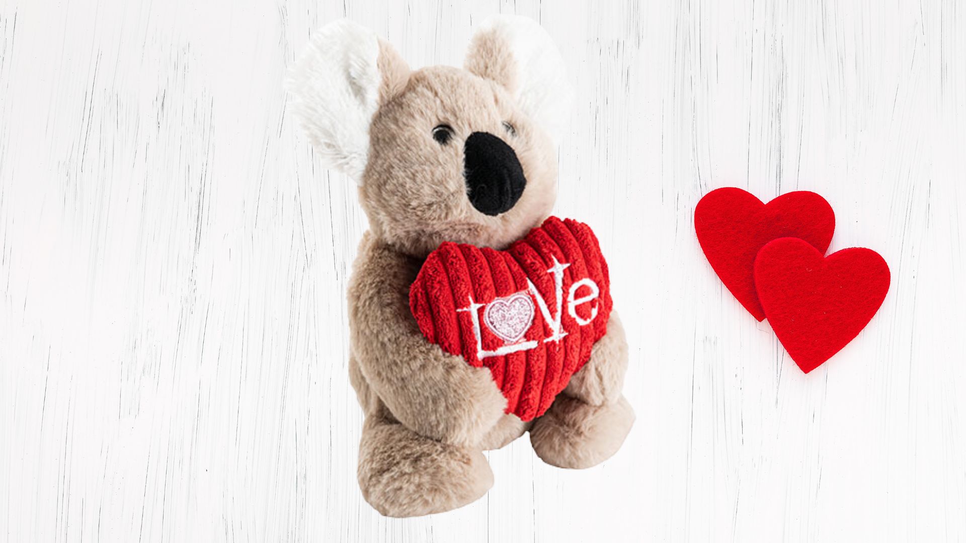 Plush Toy George the Koala 'Love' Heart Oyster Grey (20cmST)