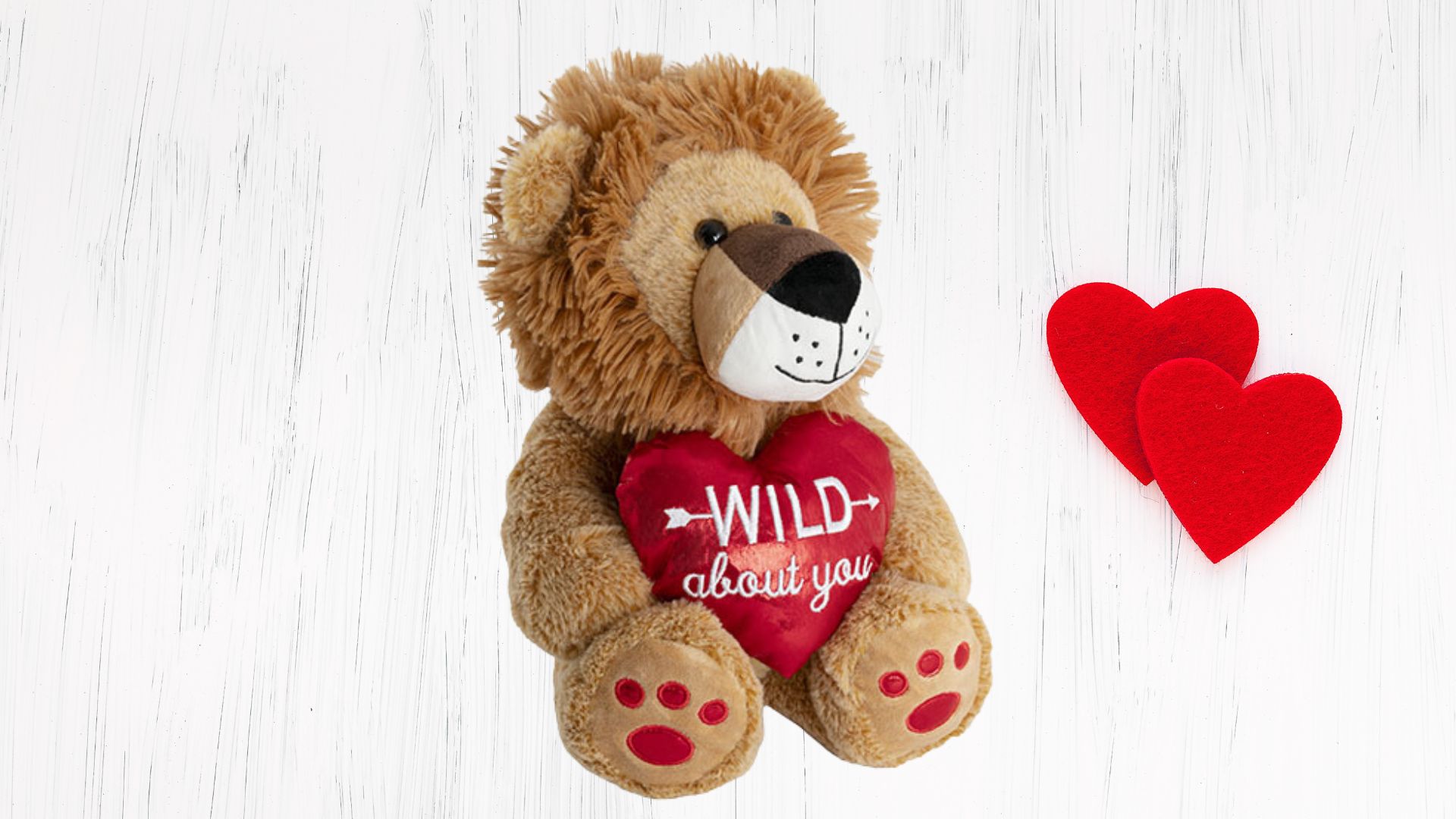 Plush Toy Leo Lion 'Wild About You' Heart Brown (25cmST)