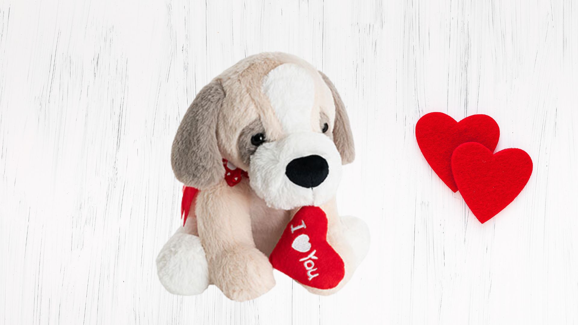 Max 'I Love You' Puppy Plush Toy Beige (27cmHT)