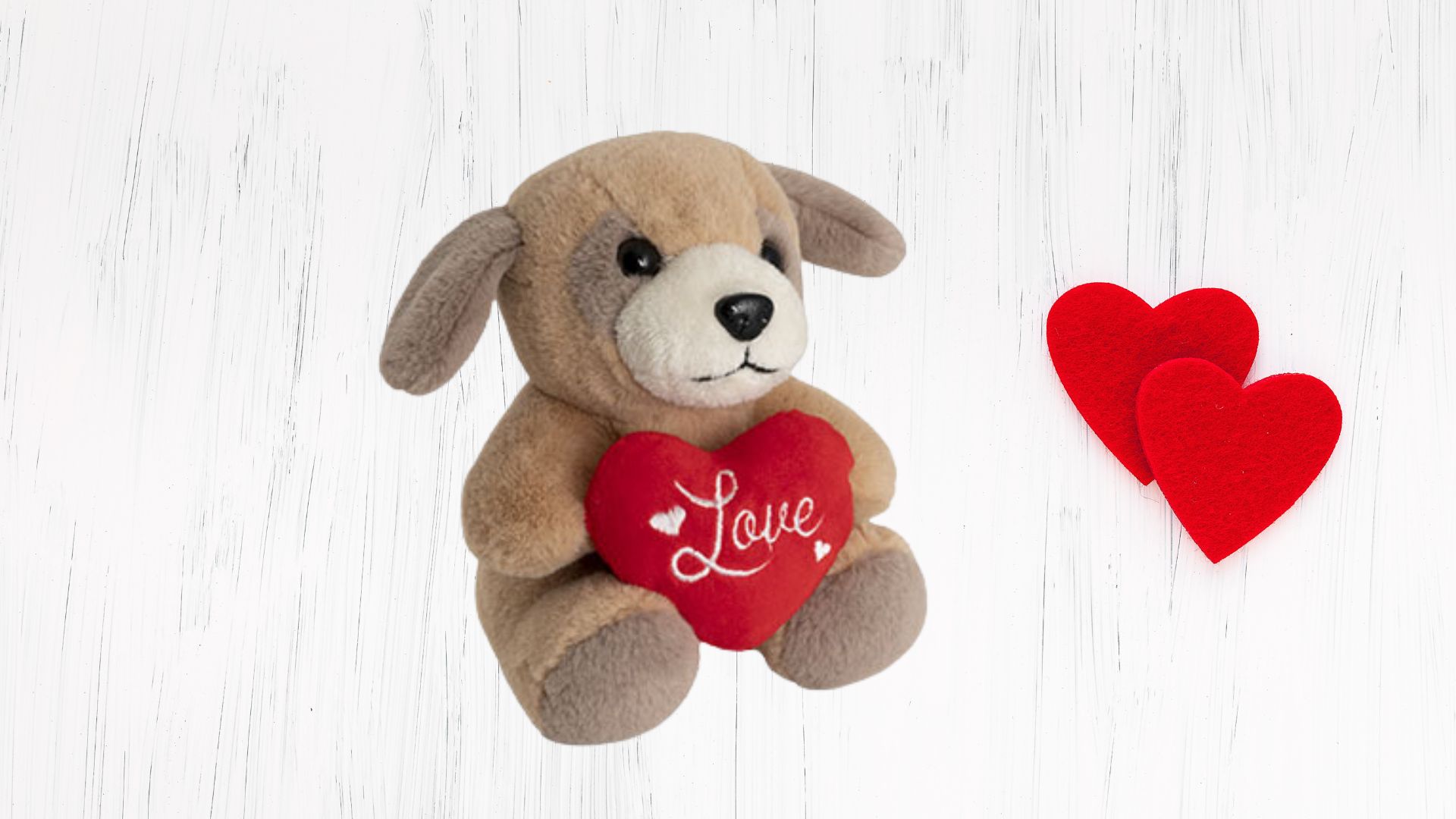 Plush Toy Puppy Patches 'Love' Brown (14cmST)