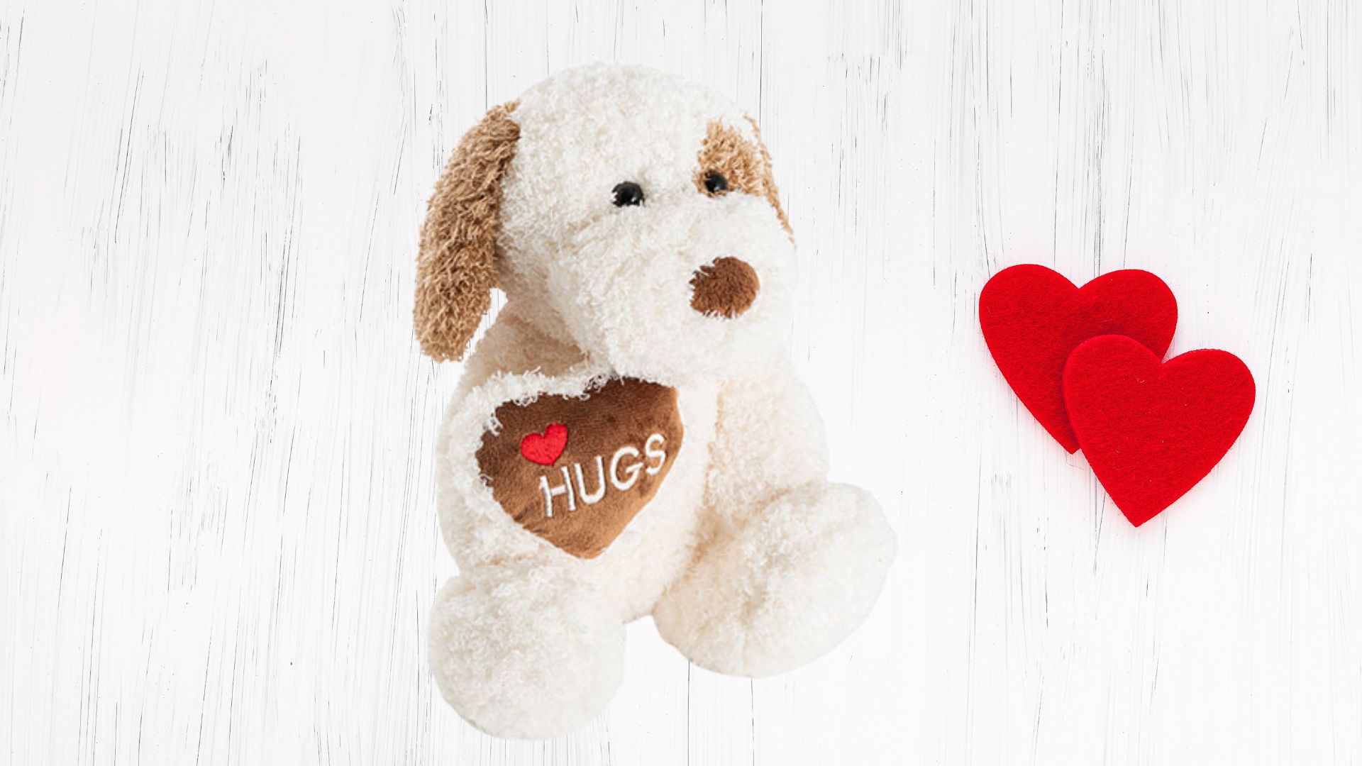 Plush Toy Puppy Spot 'Hugs' Heart White (25cmST)