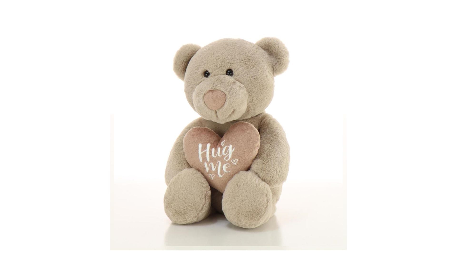 Plush Toy Sitting Bear With 'Hug Me' Heart Beige 25cm