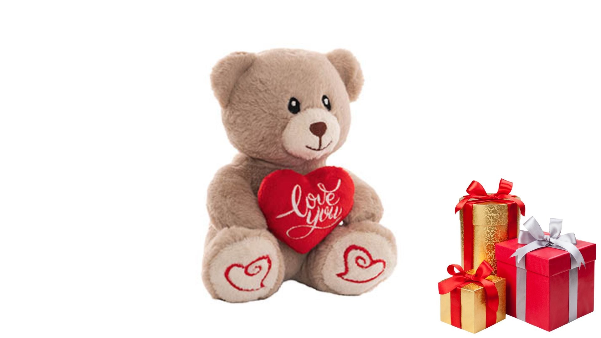 Plush Toy Teddy Bear Alfie 'Love You' Heart Warm Grey (14cmST)