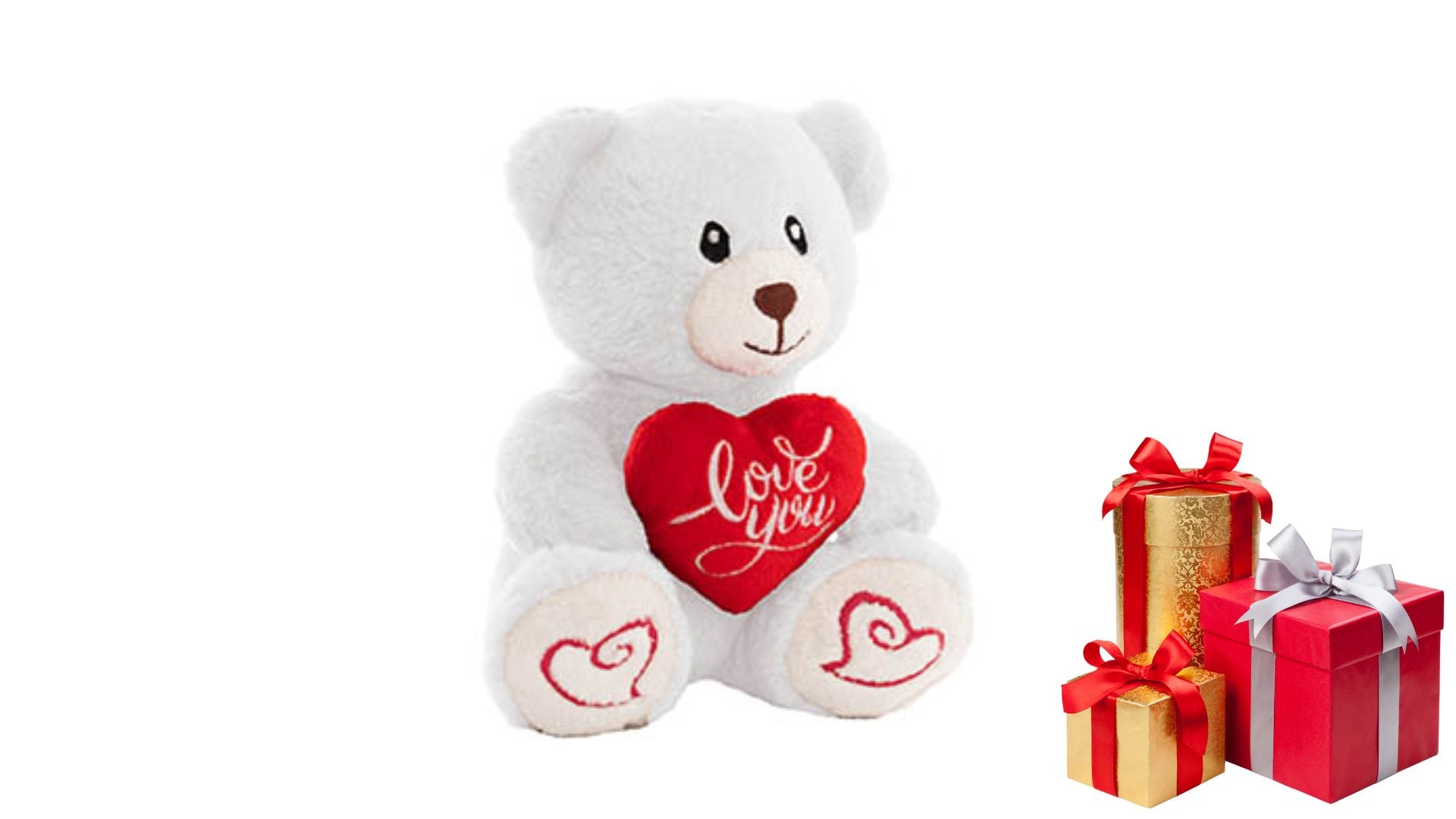 Plush Toy Teddy Bear Alfie 'Love You' Heart White (14cmST)
