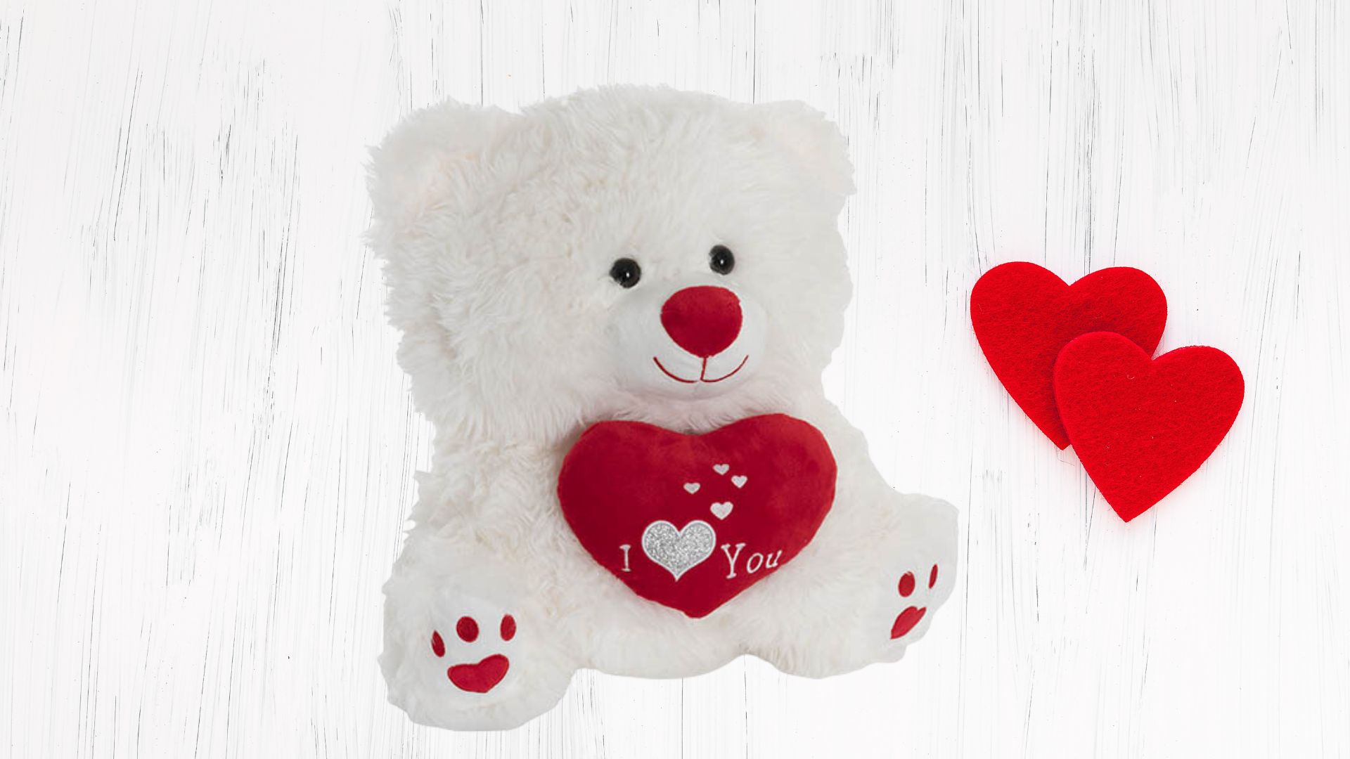 Plush Toy Teddy Bear Cuddles 'I Love You' Heart White (35cmST)