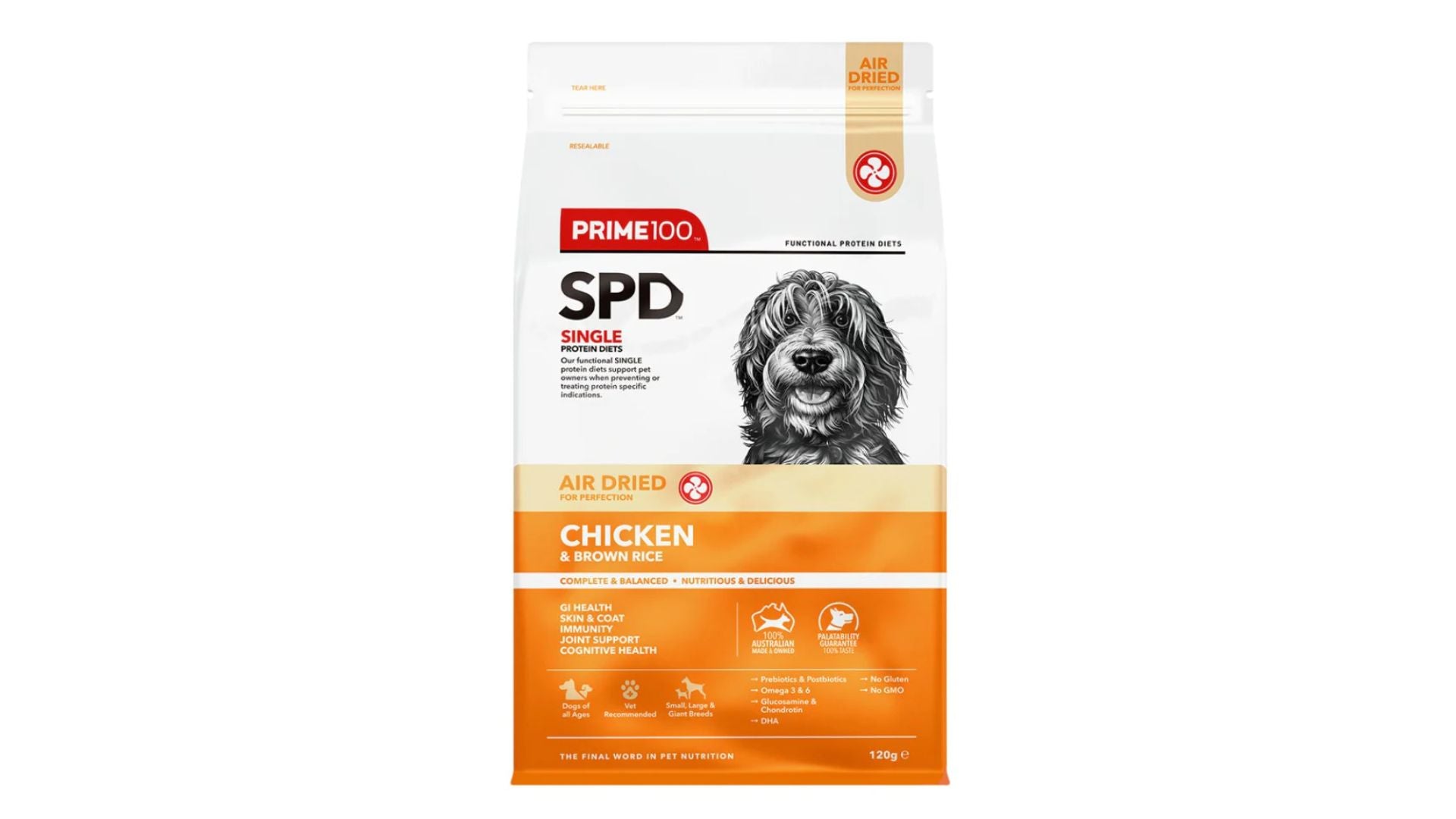 Prime100 SPD Air Dried Chicken & Brown Rice 120g