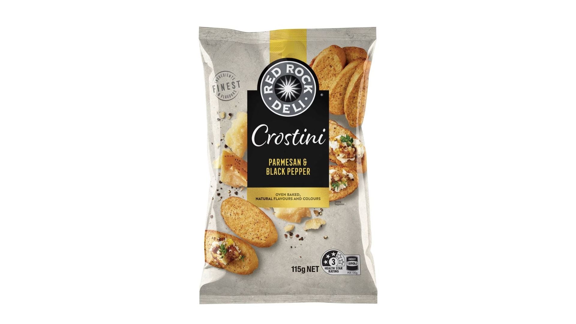 Red Rock Deli Chips Crostini Parmesan & Black Pepper 115g