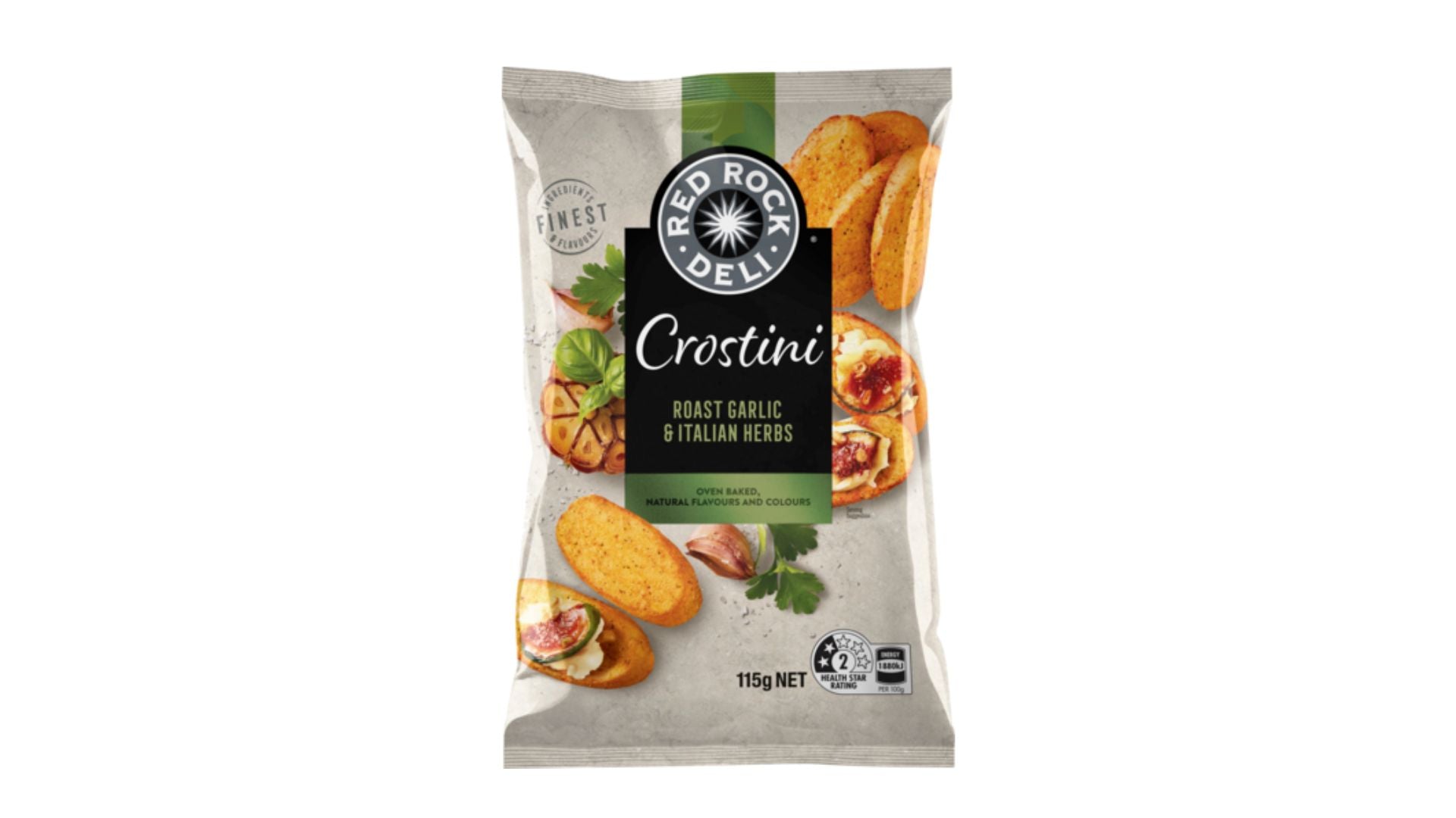 Red Rock Deli Chips Crostini Roast Garlic & Italian Herbs 115g